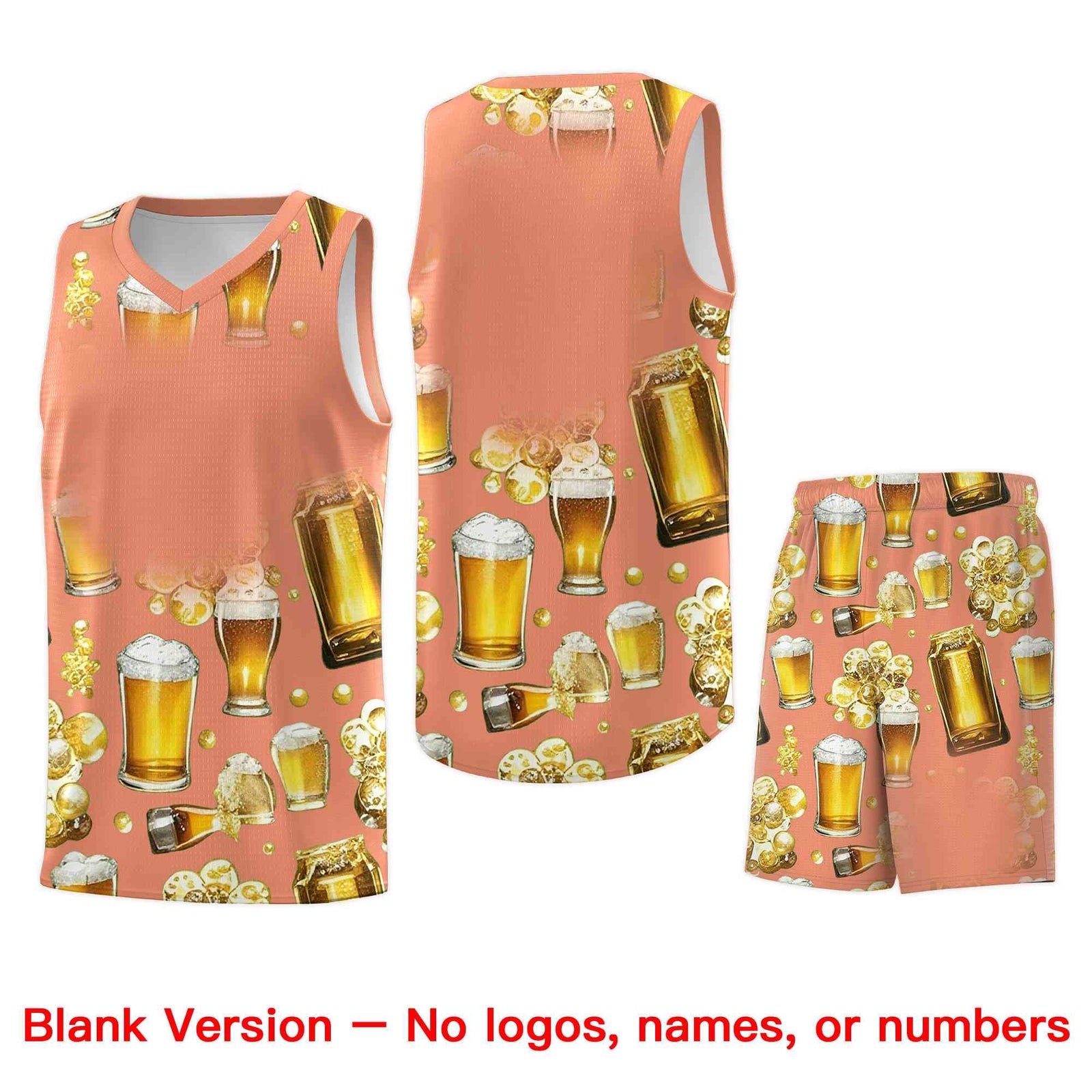 Custom Light Orange National Beer Day Personalized Beer Bubble Basketball Jersey | Perfect for parties | Dye-sublimation printing | KXKSHOP