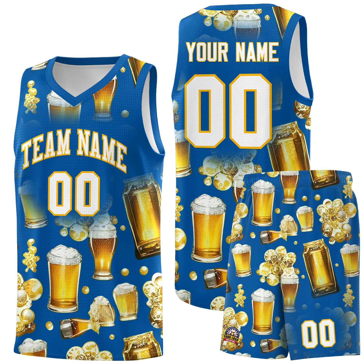 Custom Royal National Beer Day Personalized Beer Bubble Basketball Jersey | Perfect for parties | Dye-sublimation printing | KXKSHOP