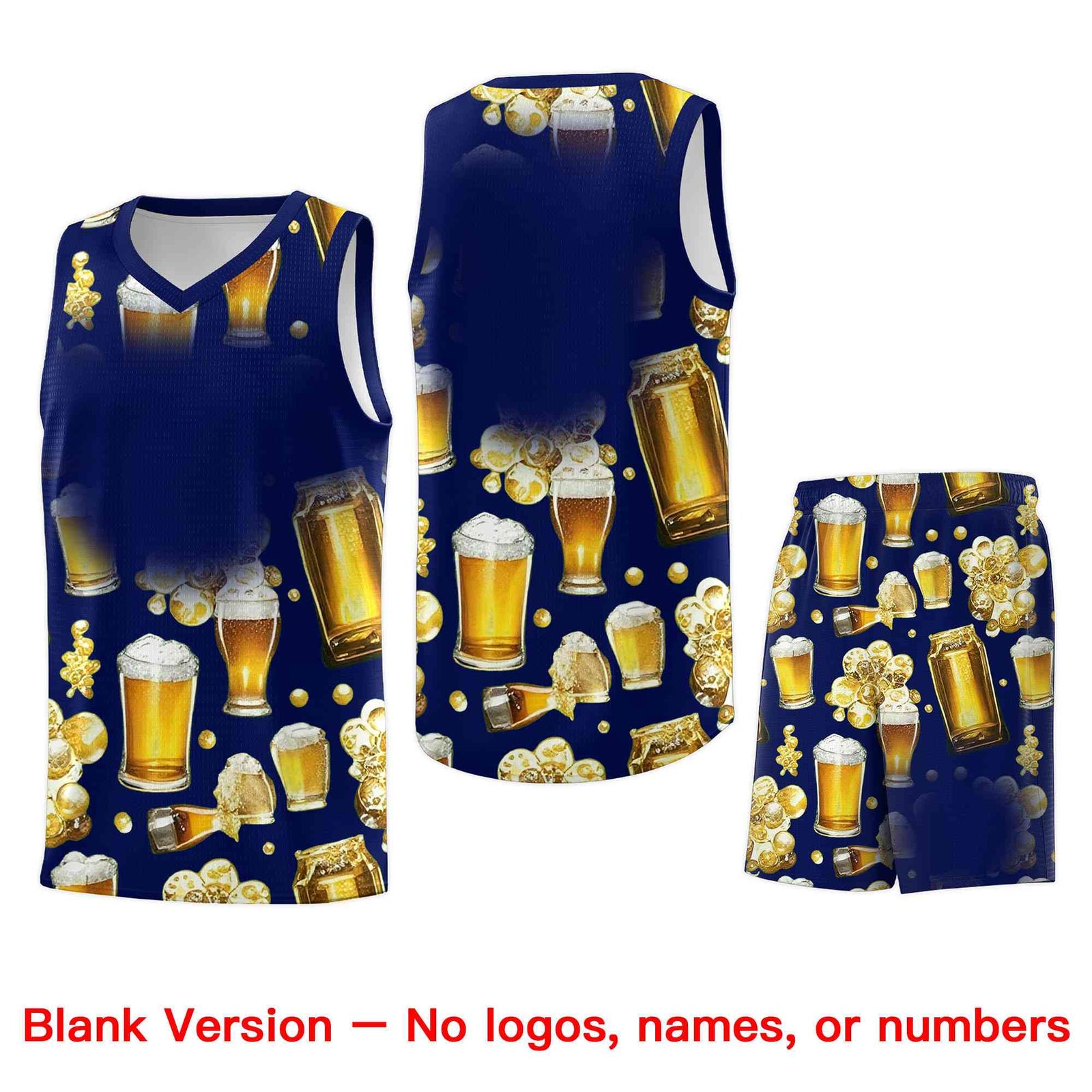 Custom Dark Blue National Beer Day Personalized Beer Bubble Basketball Jersey | Perfect for parties | Dye-sublimation printing | KXKSHOP