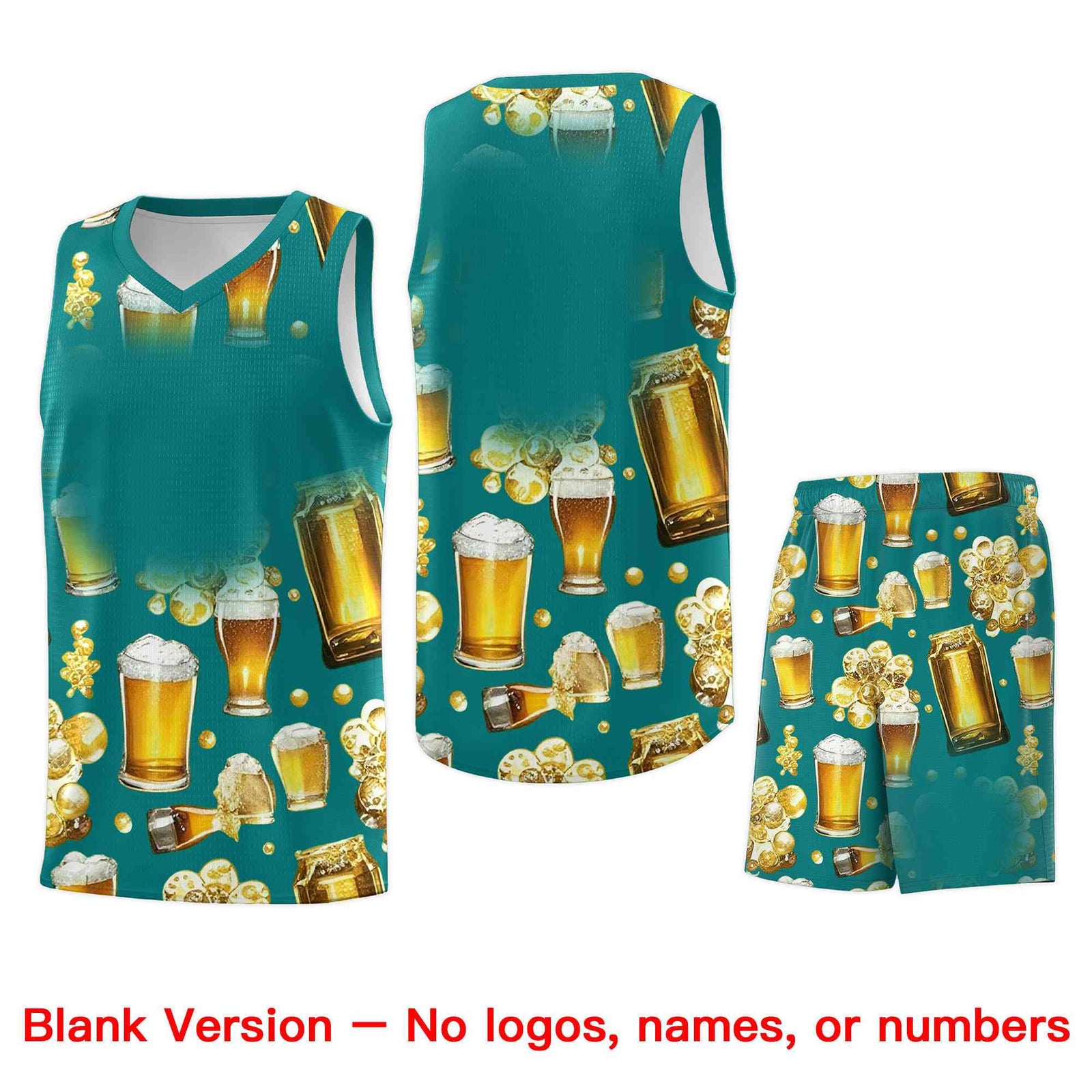Custom Teal National Beer Day Personalized Beer Bubble Basketball Jersey | Perfect for parties | Dye-sublimation printing | KXKSHOP
