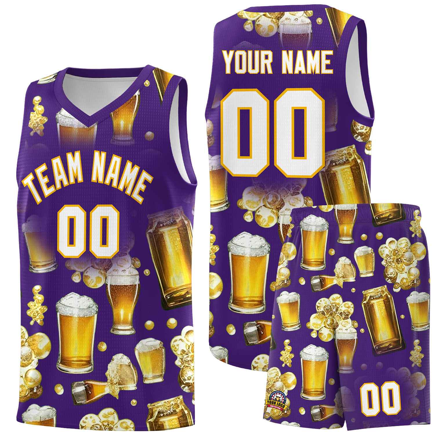 Custom Purple National Beer Day Personalized Beer Bubble Basketball Jersey | Perfect for parties | Dye-sublimation printing | KXKSHOP