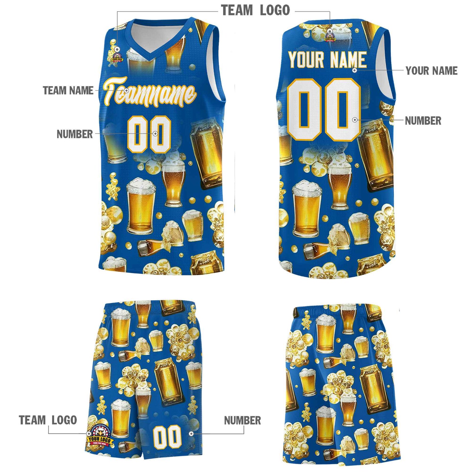 Custom Royal National Beer Day Personalized Beer Bubble Basketball Jersey | Perfect for parties | Dye-sublimation printing | KXKSHOP