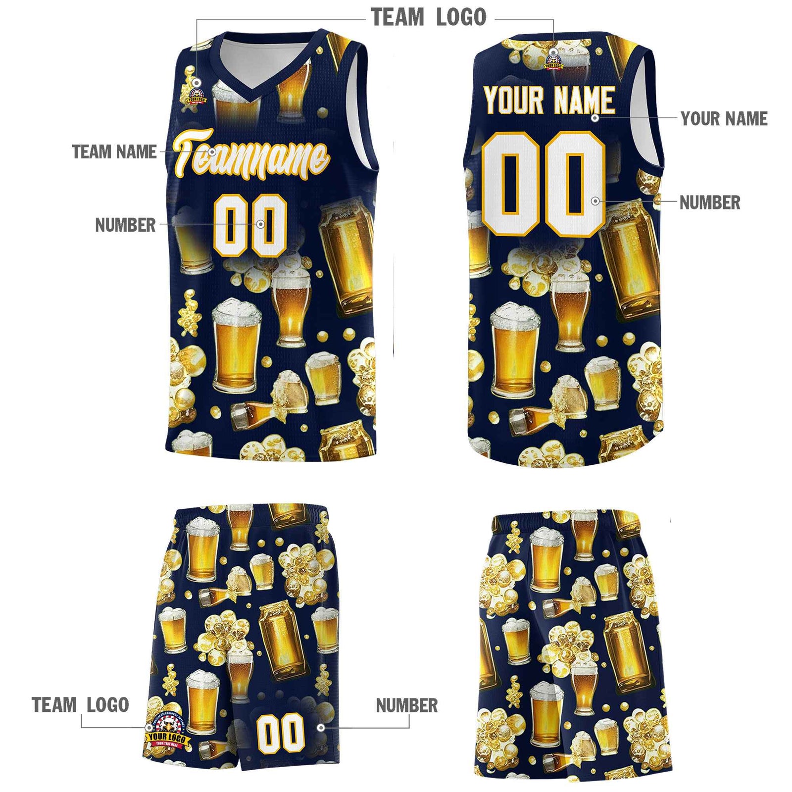 Custom Navy National Beer Day Personalized Beer Bubble Basketball Jersey | Perfect for parties | Dye-sublimation printing | KXKSHOP