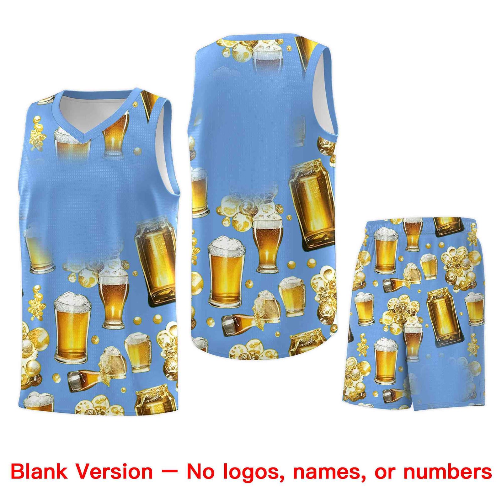 Custom Light Blue National Beer Day Personalized Beer Bubble Basketball Jersey | Perfect for parties | Dye-sublimation printing | KXKSHOP
