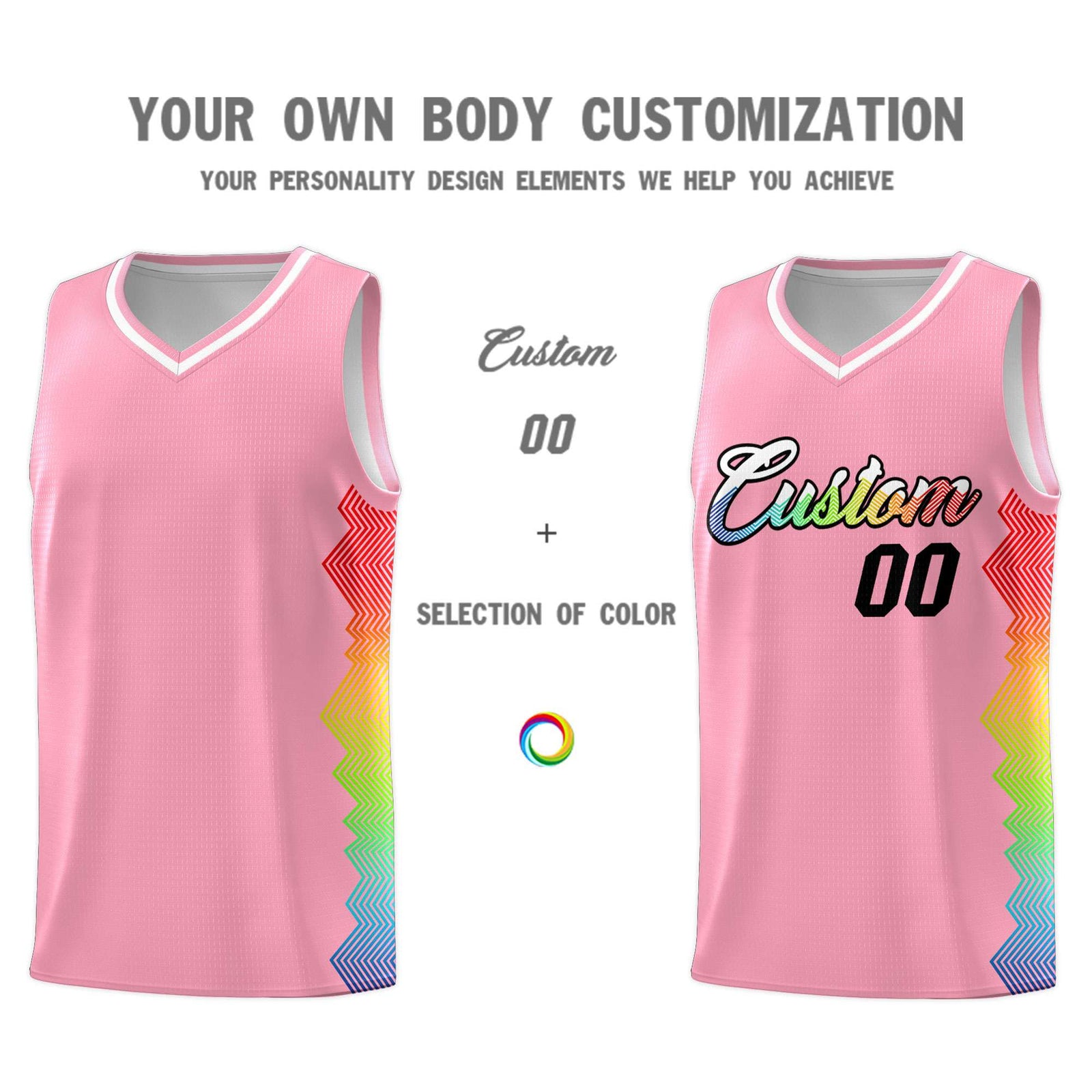 Custom Orange Denver Nuggets Rainbow Side Sports Uniform Basketball Jersey