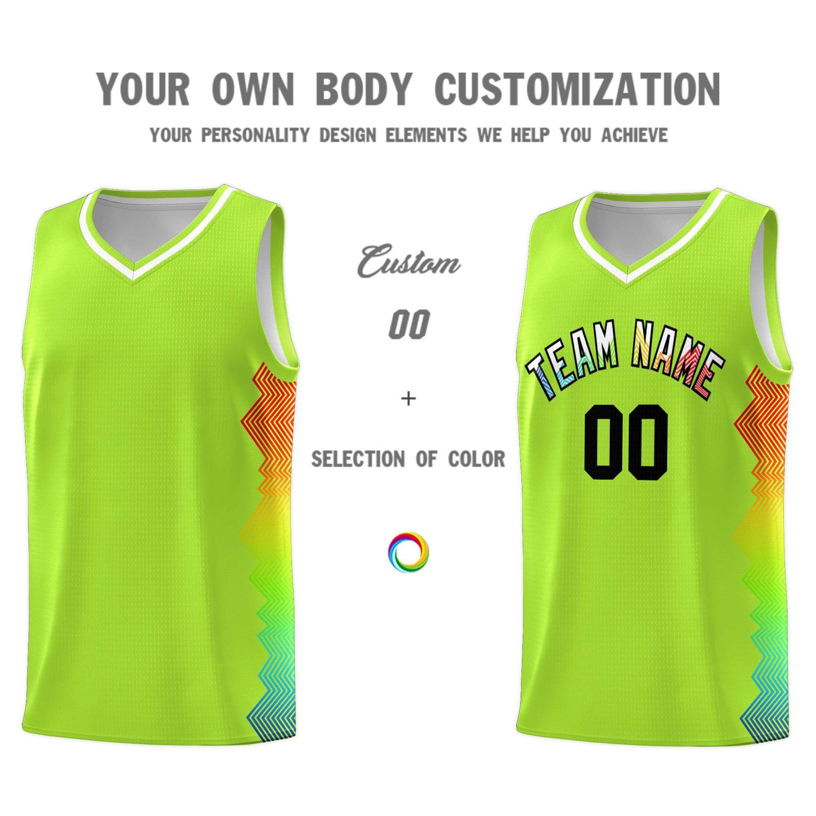 Custom Green Denver Nuggets Rainbow Side Sports Uniform Basketball Jersey