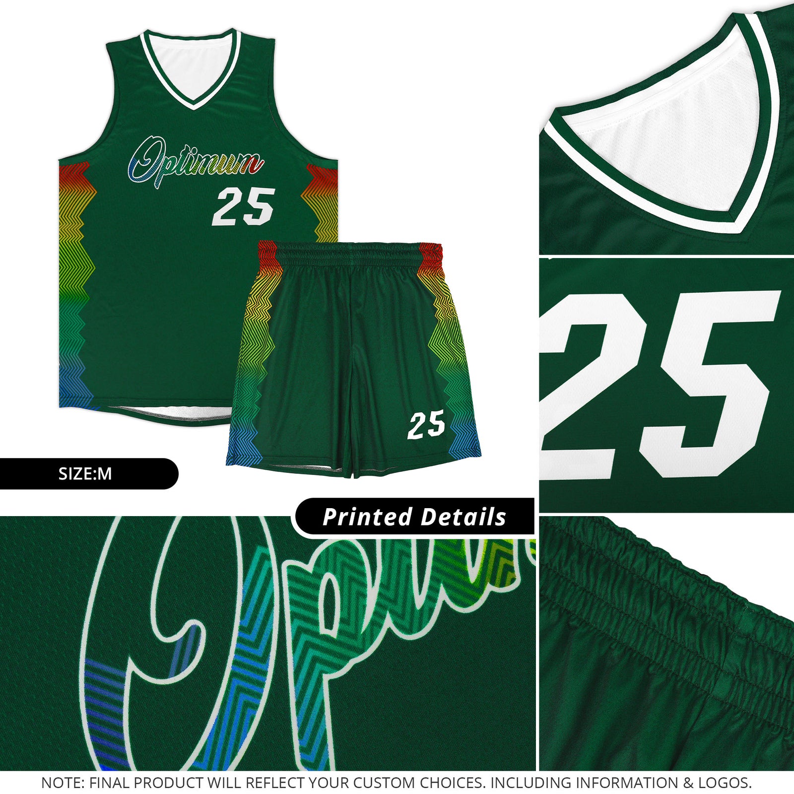 Custom Hunter Green Denver Nuggets Rainbow Side Sports Uniform Basketball Jersey