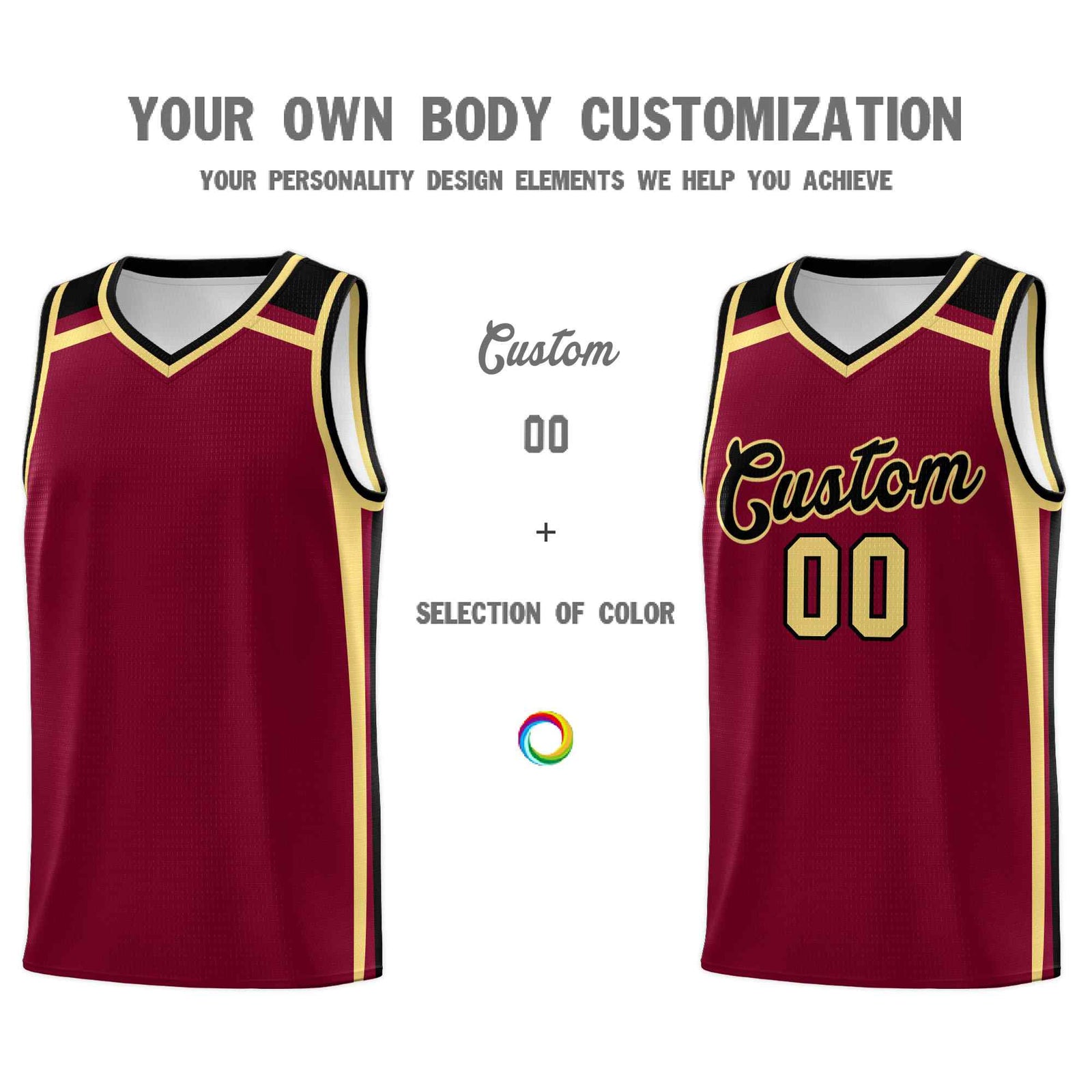 Custom Crimson Khaki Black Trendy Color Charge Series Sports Uniform Basketball Jersey| KXKSHOP