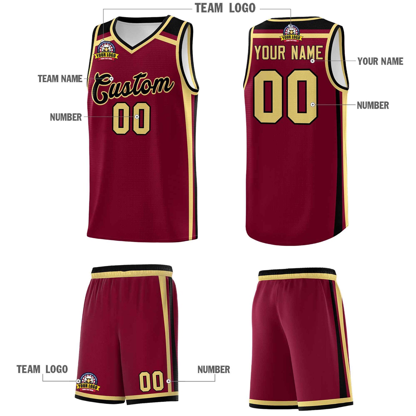 Custom Crimson Khaki Black Trendy Color Charge Series Sports Uniform Basketball Jersey| KXKSHOP