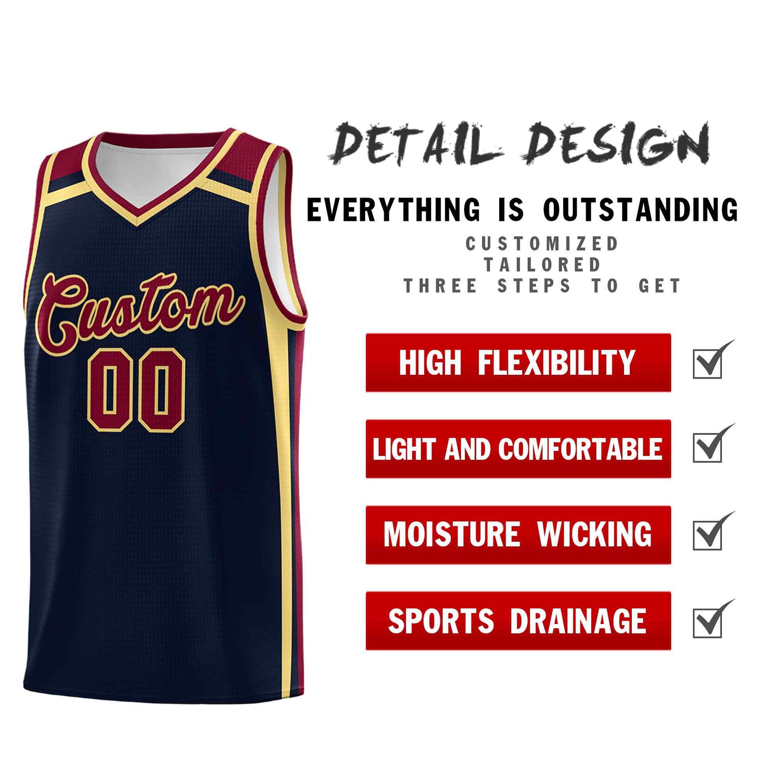 Custom Navy Khaki Crimson Trendy Color Charge Series Sports Uniform Basketball Jersey| KXKSHOP