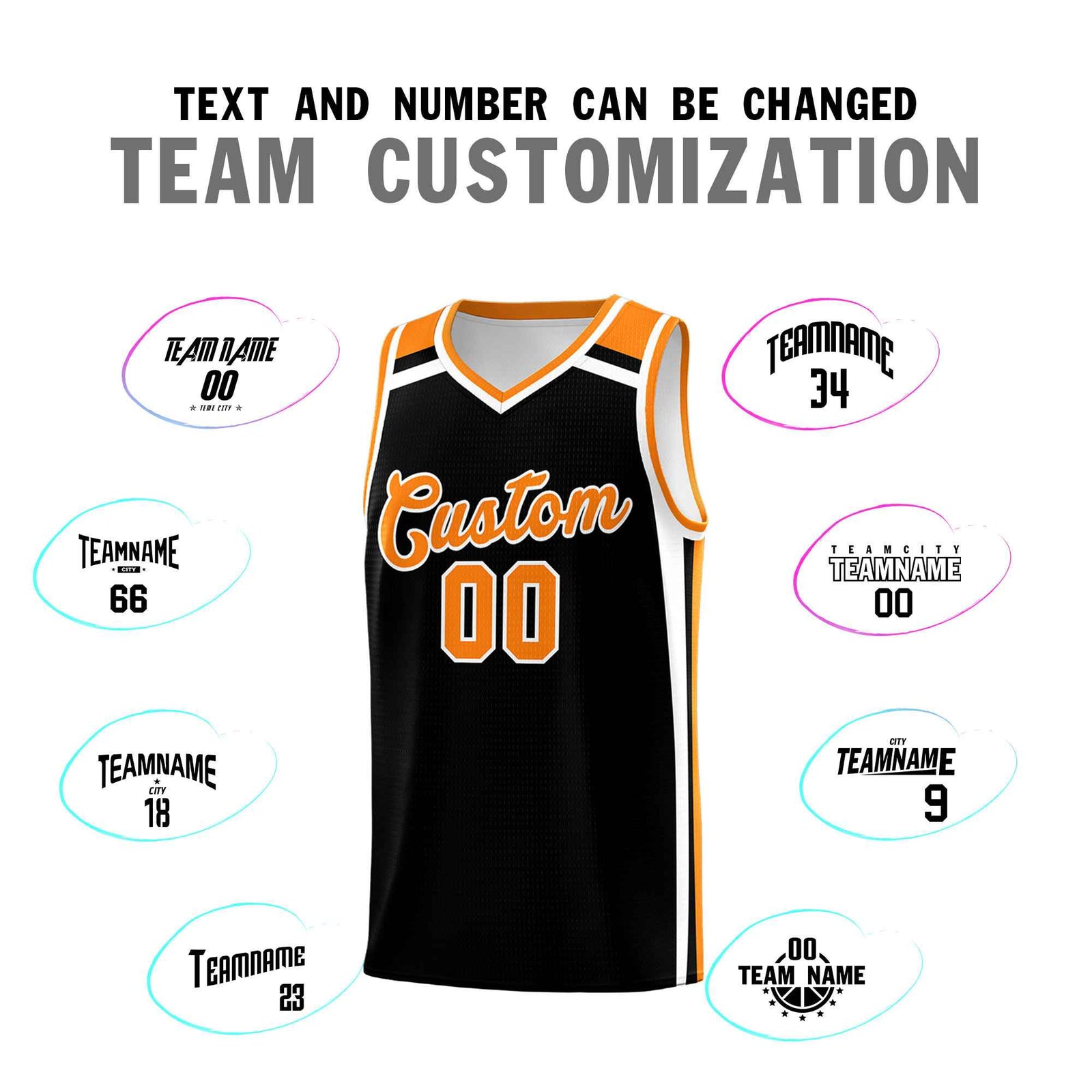 Custom Black Orange White Trendy Color Charge Series Sports Uniform Basketball Jersey| KXKSHOP