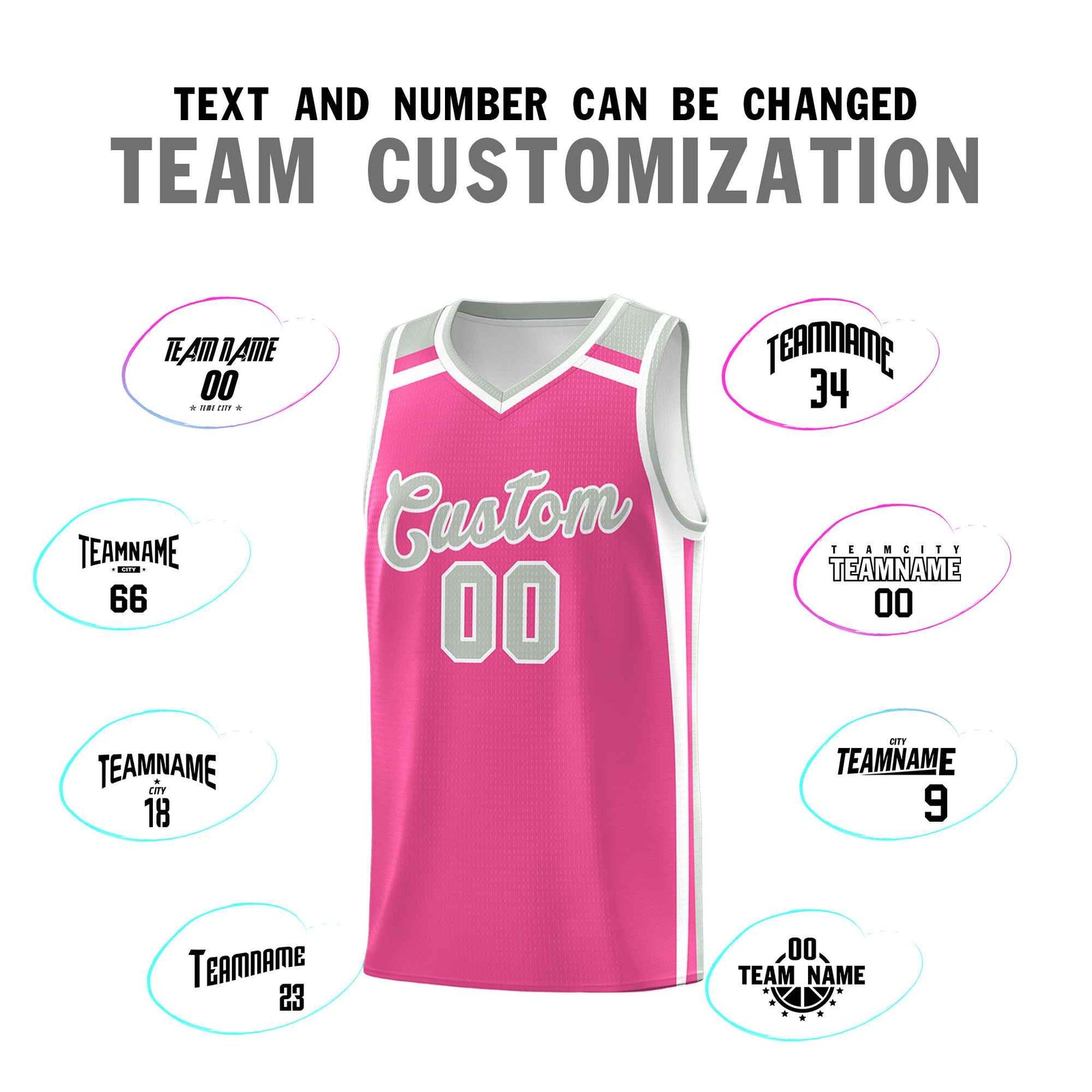 Custom Pink White Gray Trendy Color Charge Series Sports Uniform Basketball Jersey| KXKSHOP