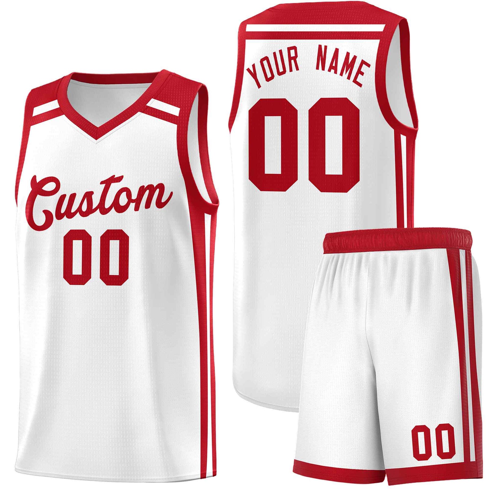 Custom White Red Trendy Color Charge Series Sports Uniform Basketball Jersey