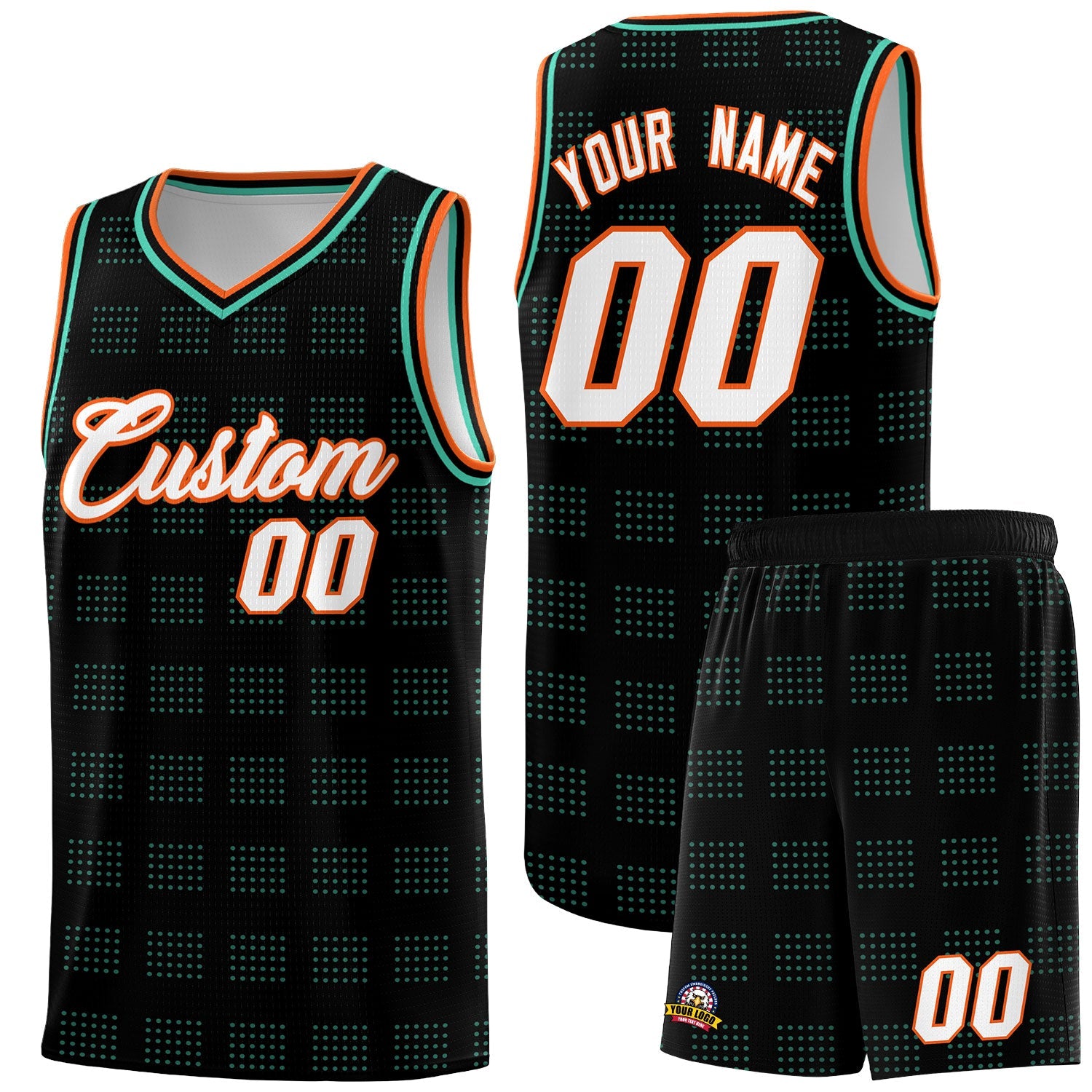 Custom Black Bright Green Trailblazer Dot Pattern Sports Uniform Basketball Jersey