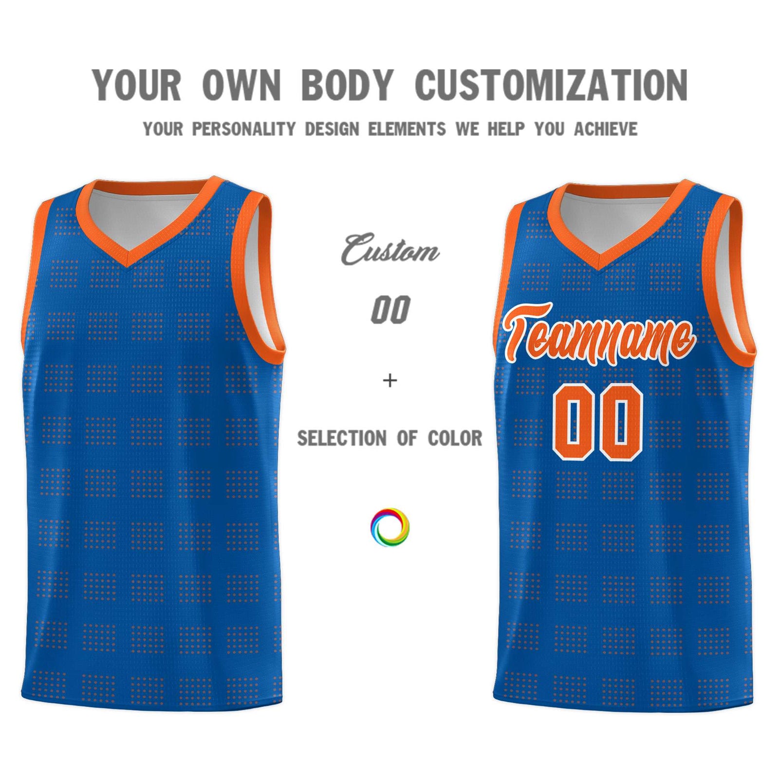 Custom Royal Orange Trailblazer Dot Pattern Sports Uniform Basketball Jersey