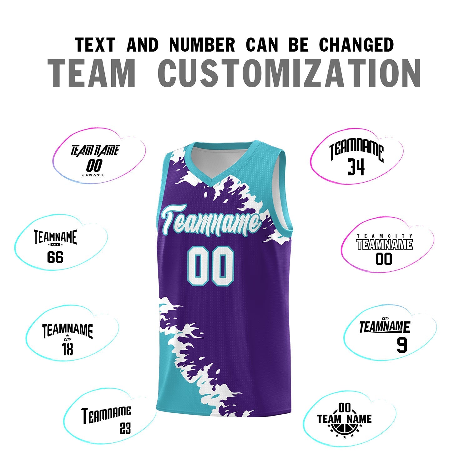 Custom Purple Sky Blue-White Sparkle Print Pattern Basketball Kits