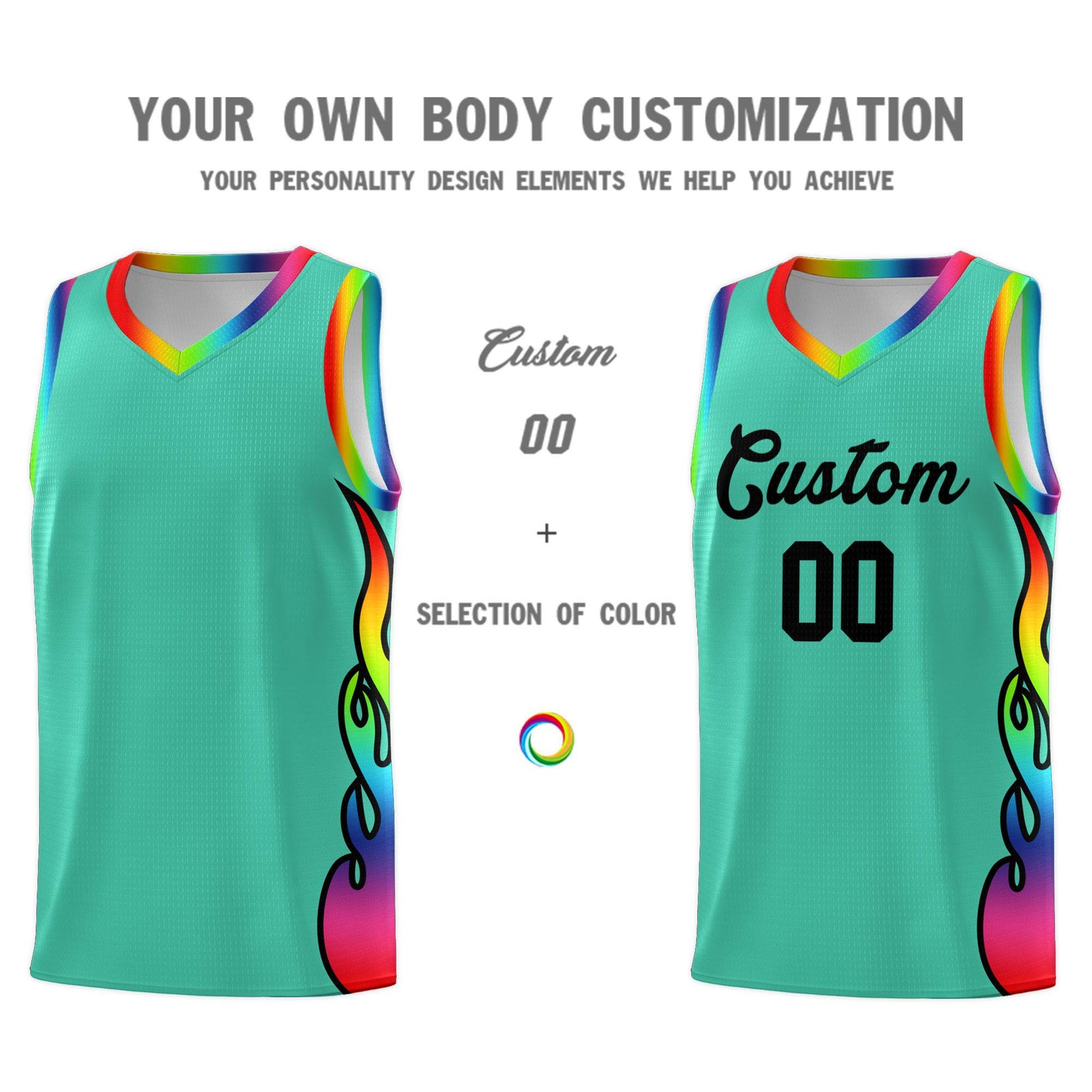 Custom Bright Green Side Flame Pattern Fashion Sports Uniform Basketball Jersey
