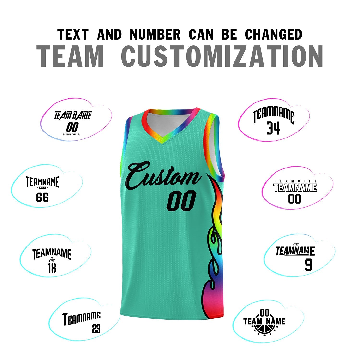 Custom Bright Green Side Flame Pattern Fashion Sports Uniform Basketball Jersey