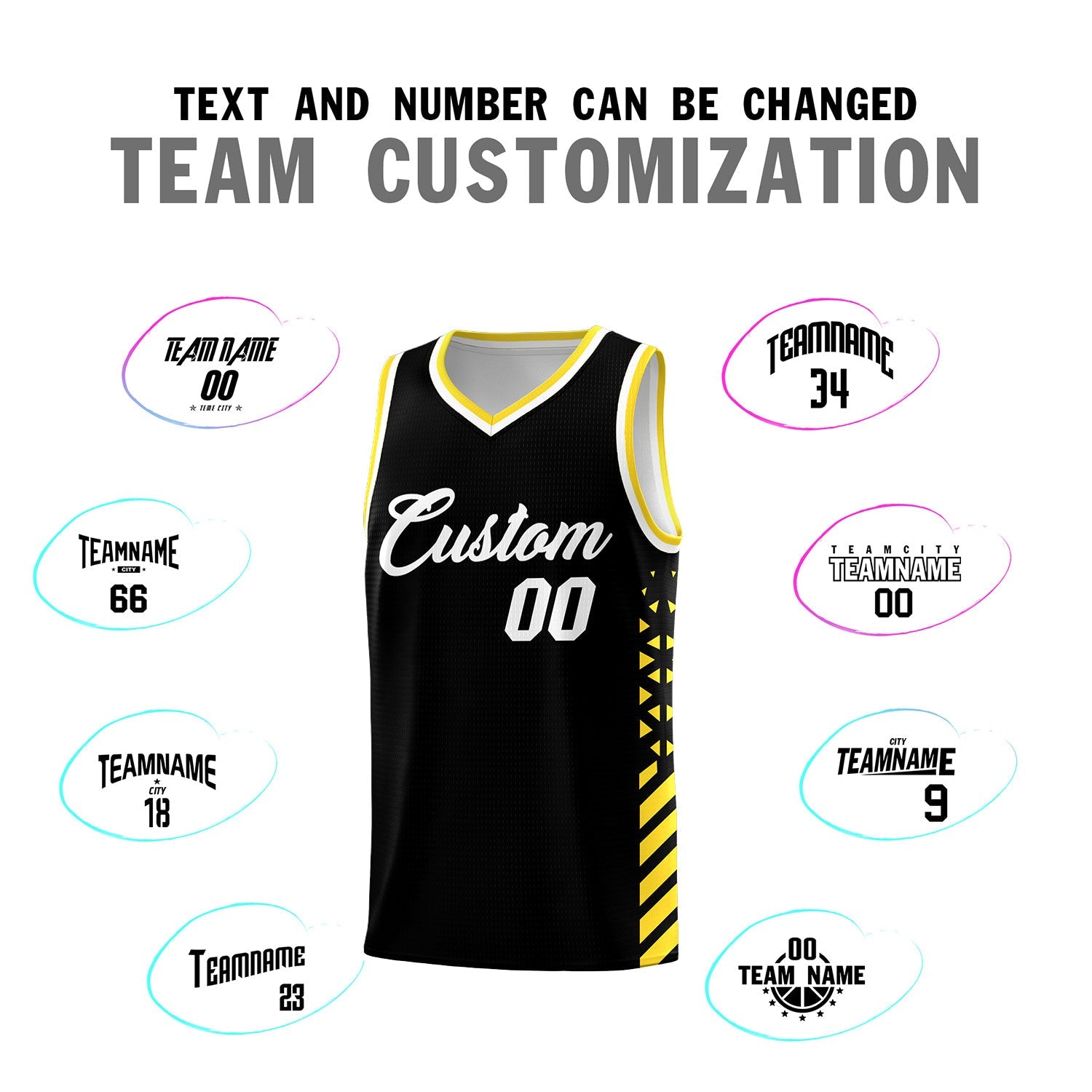 Custom Black Gold White Side Diamond Shapes Stripes Basketball Jersey | For Men,Sublimation Printed,Perfect for Teams,Perfect for Coaches | KXKSHOP