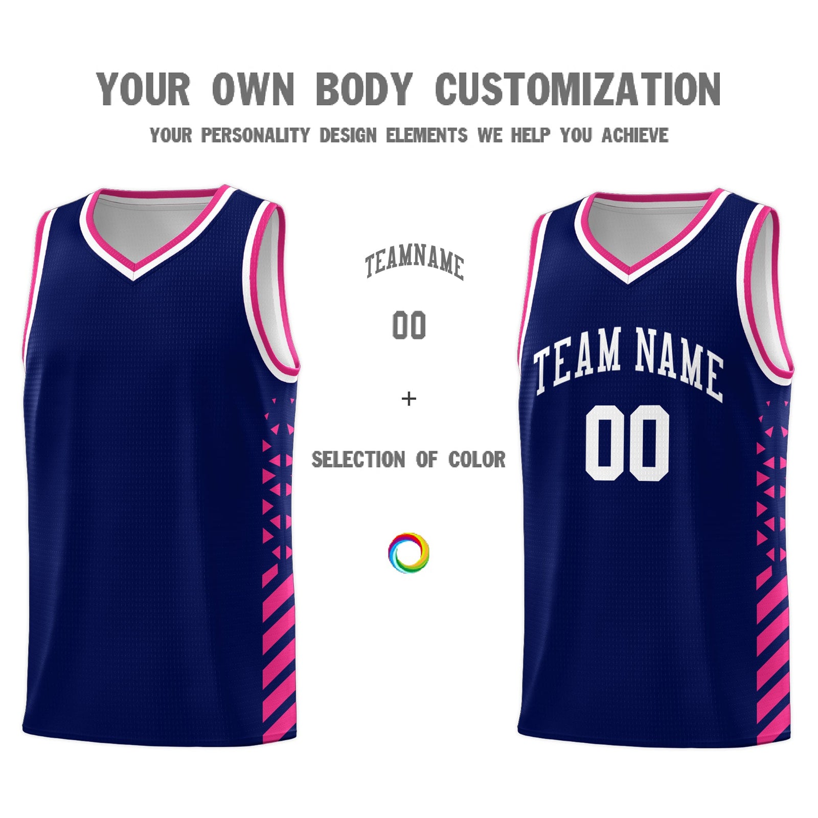 Custom Navy Rose Red White Side Diamond Shapes Stripes Basketball Jersey | For Men,Sublimation Printed,Perfect for Teams,Perfect for Coaches | KXKSHOP