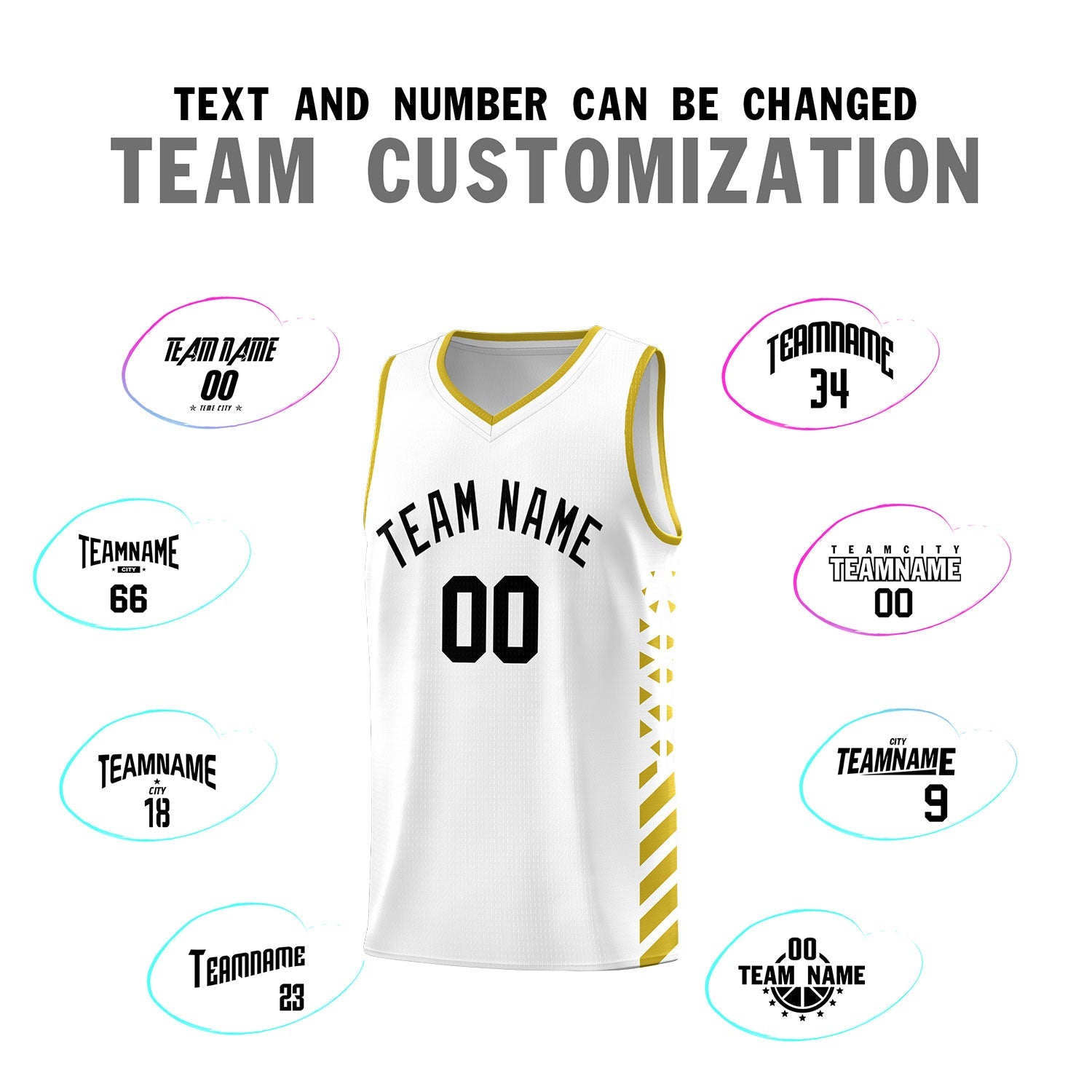 Custom White Old Gold Side Diamond Shapes Stripes Basketball Jersey | For Men,Sublimation Printed,Perfect for Teams,Perfect for Coaches | KXKSHOP