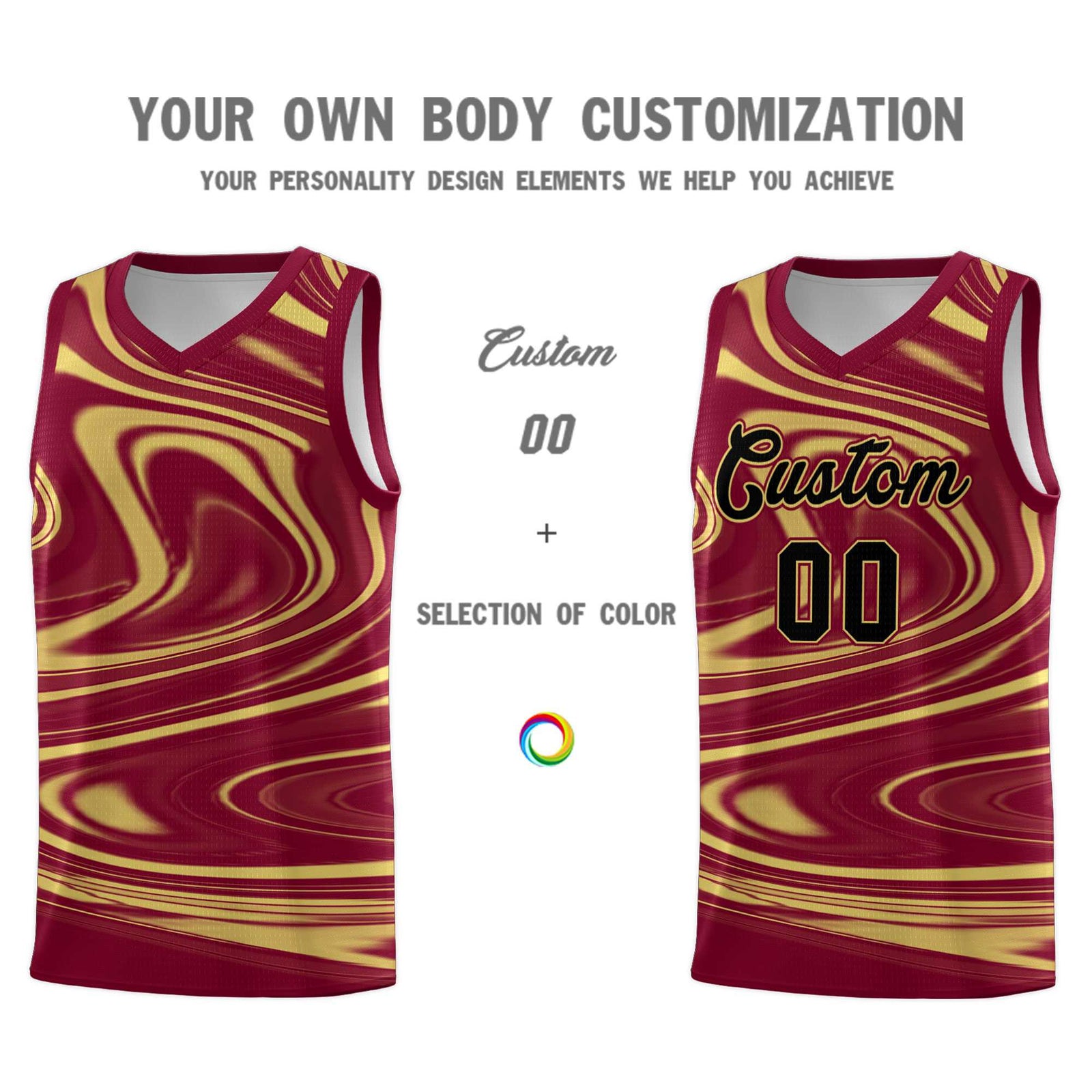 Custom Crimson Khaki Graffiti Pattern Fluids Style Sports Uniform Basketball Jersey Sets