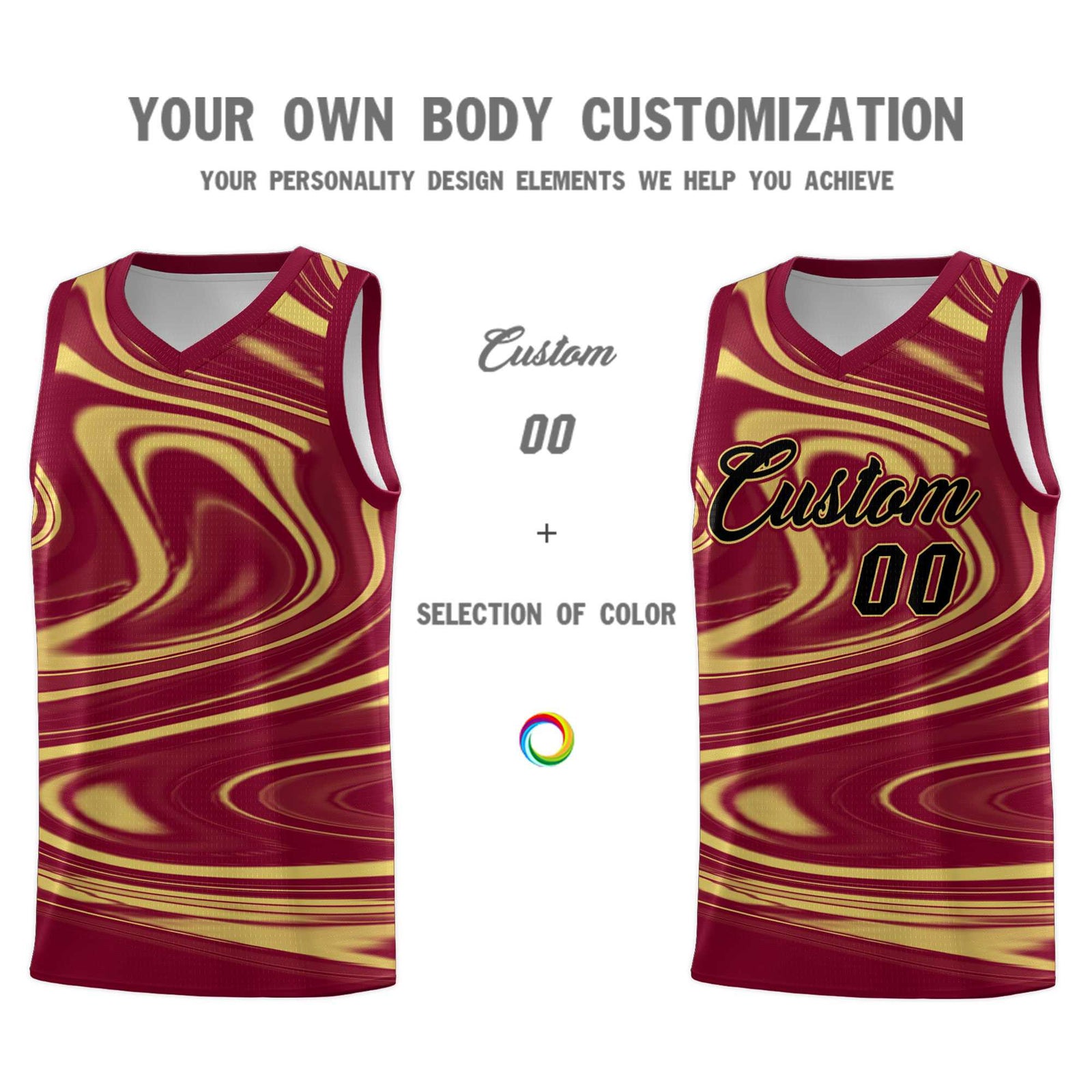 Custom Crimson Khaki Graffiti Pattern Fluids Style Sports Uniform Basketball Jersey Sets