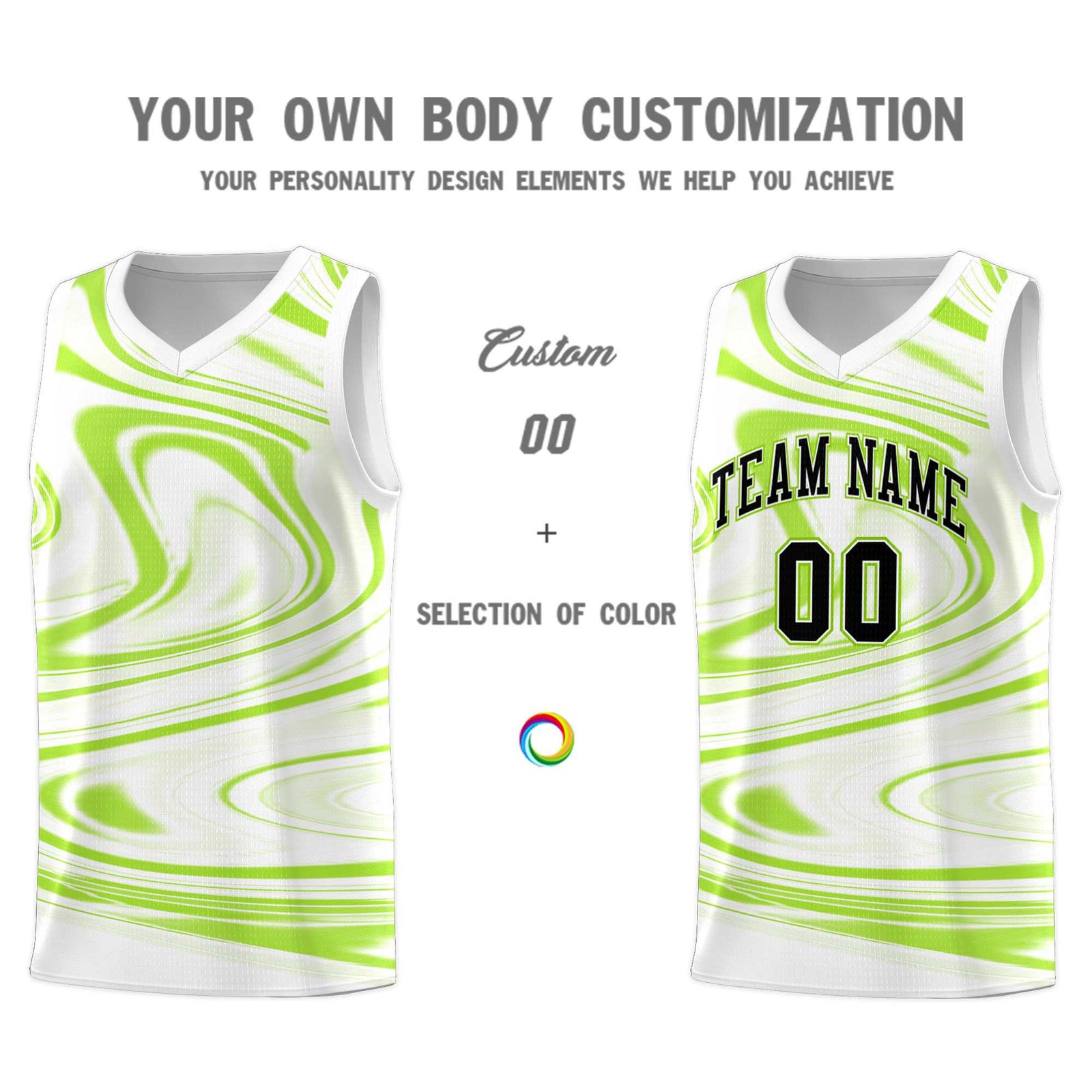 Custom White Light Green Graffiti Pattern Fluids Style Sports Uniform Basketball Jersey Sets