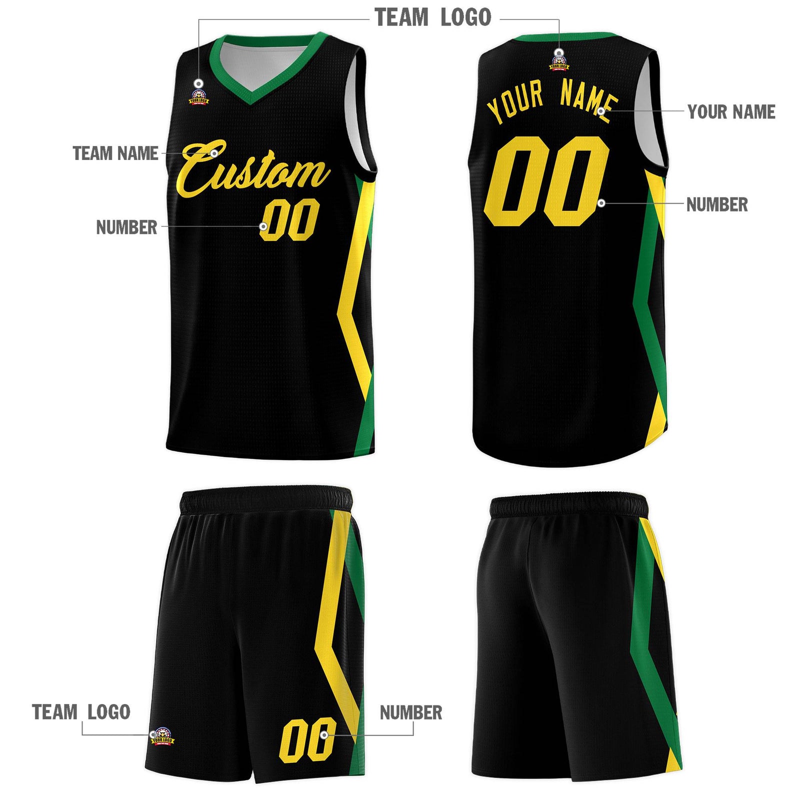 Custom Black Side Rhombus Graffiti Pattern Sets Basketball Jersey