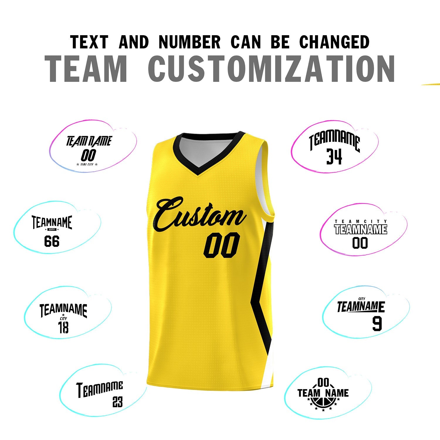 Custom Gold Side Rhombus Graffiti Pattern Sets Basketball Jersey