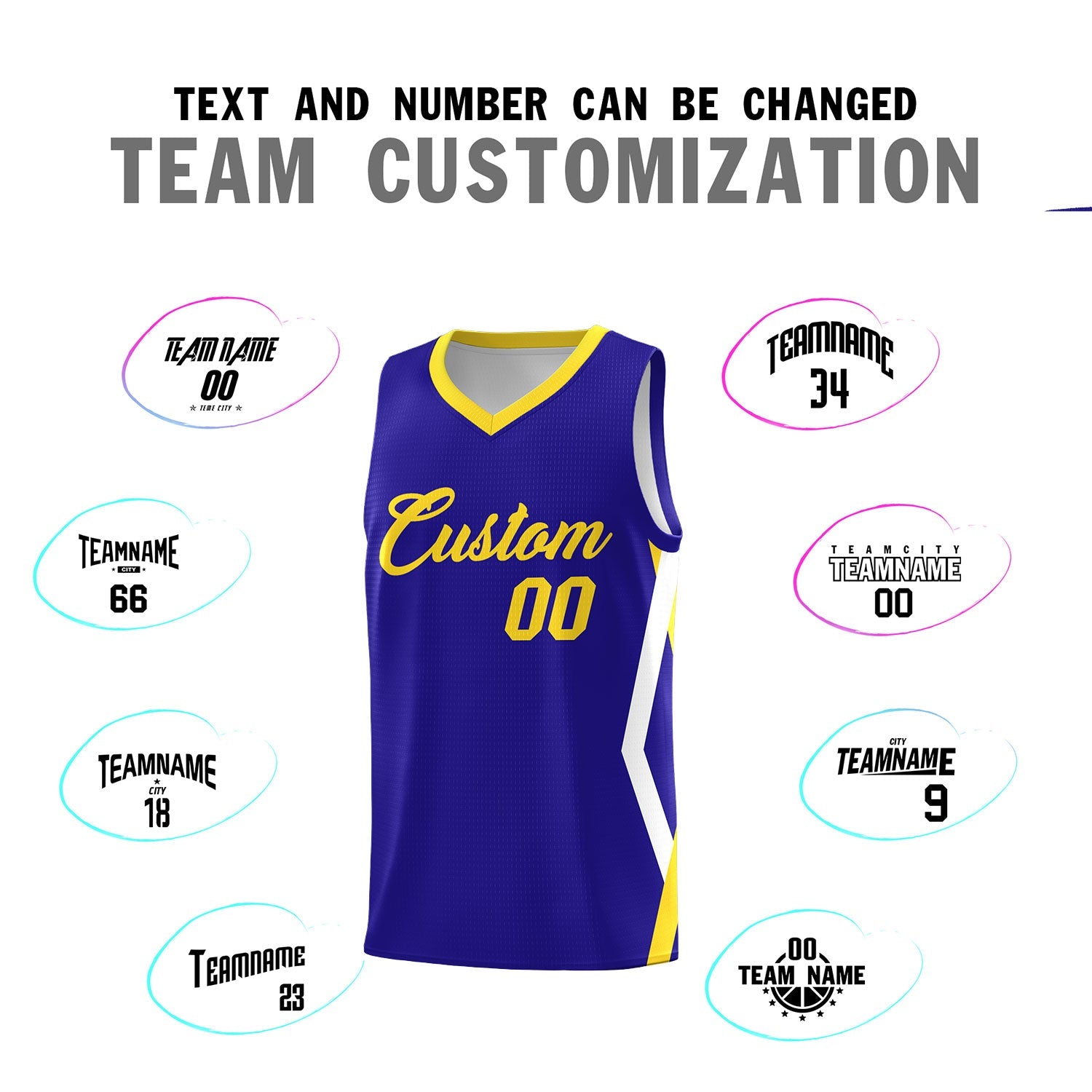 Custom Royal Side Rhombus Graffiti Pattern Sets Basketball Jersey