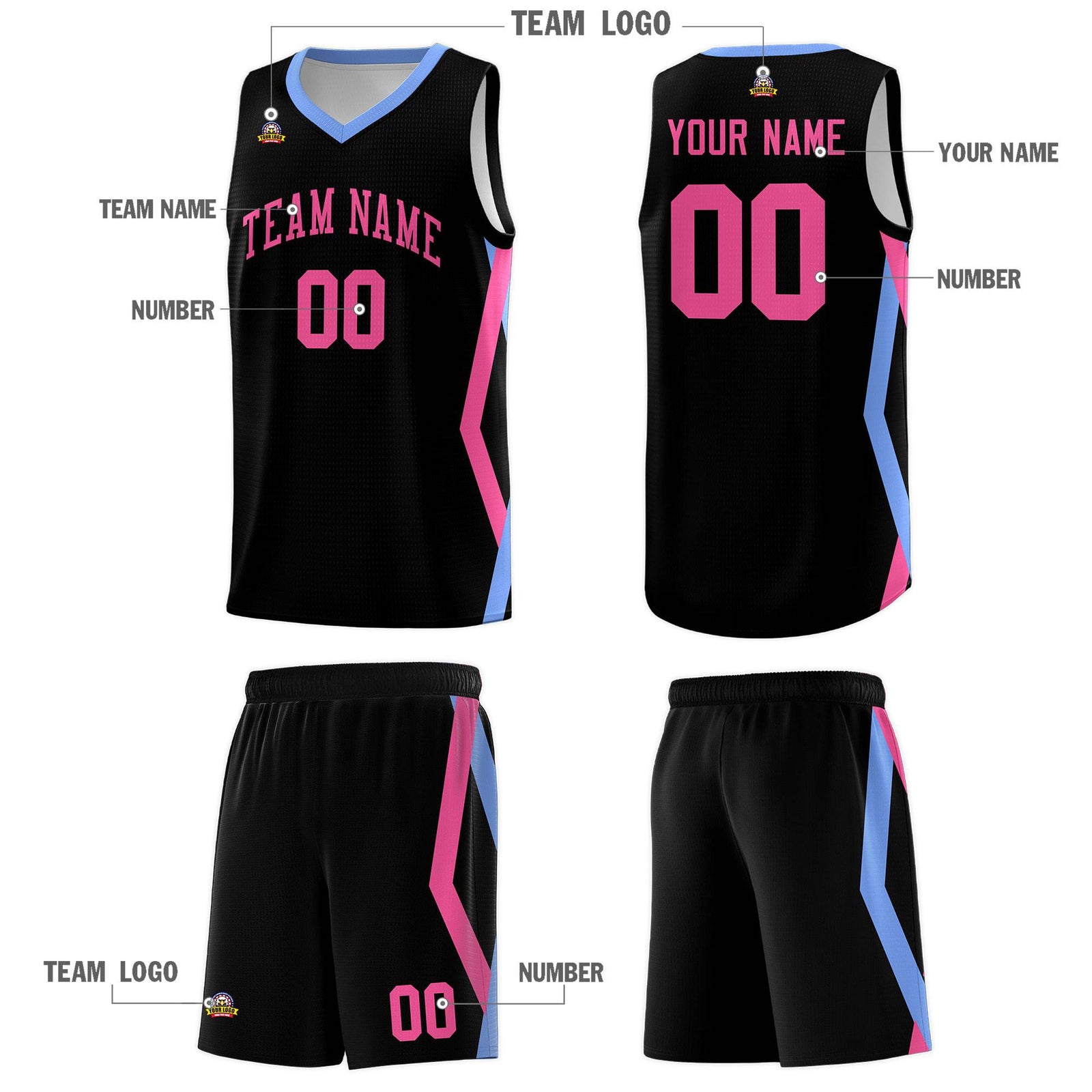 Custom Black Side Rhombus Graffiti Pattern Sets Basketball Jersey
