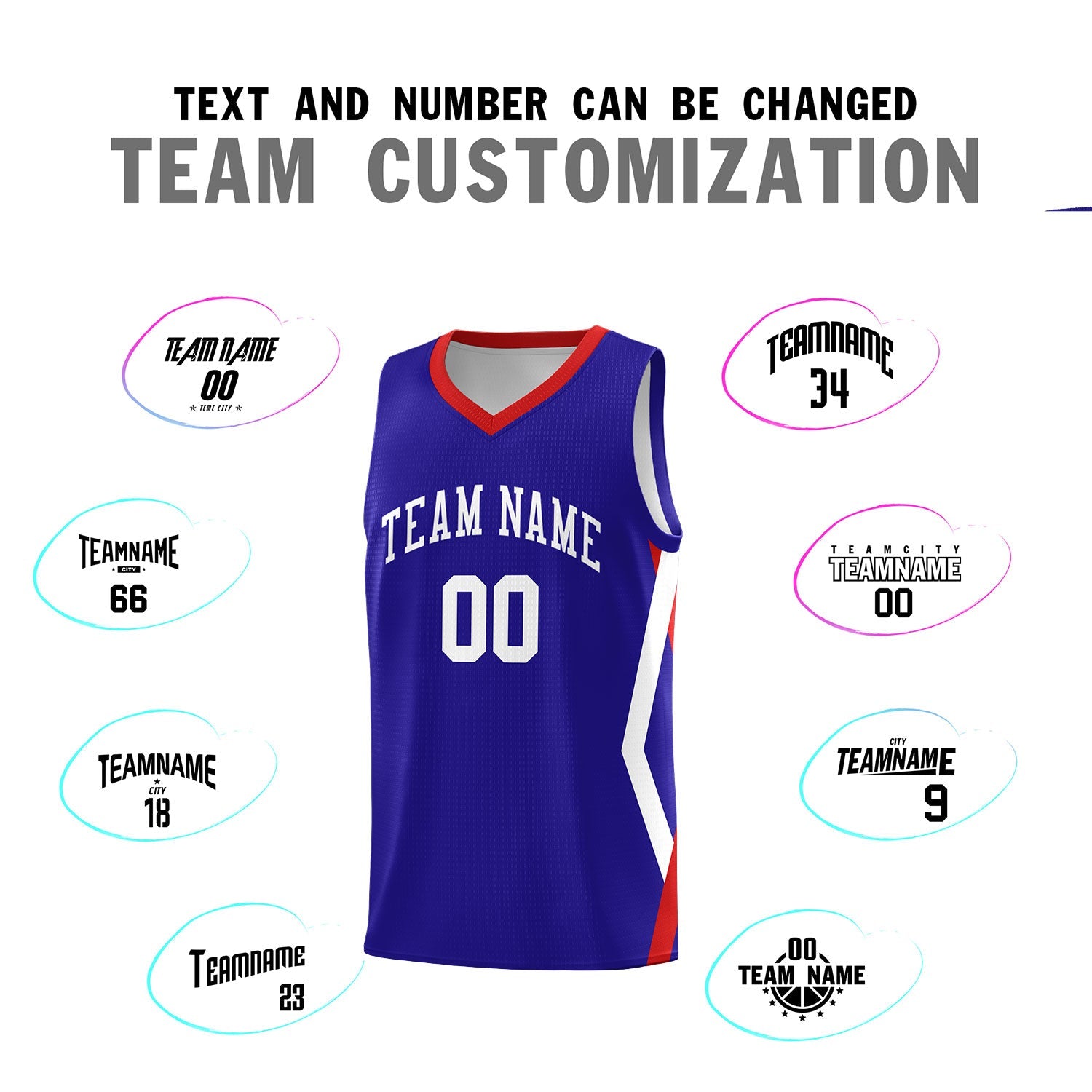 Custom Royal Side Rhombus Graffiti Pattern Sets Basketball Jersey