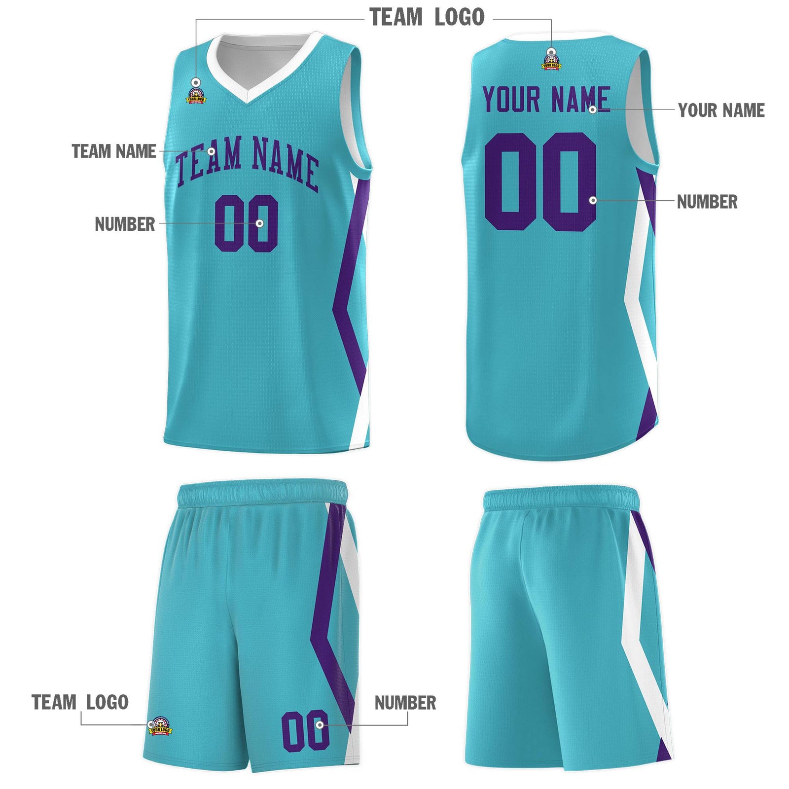 Custom Sky Blue Side Rhombus Graffiti Pattern Sets Basketball Jersey