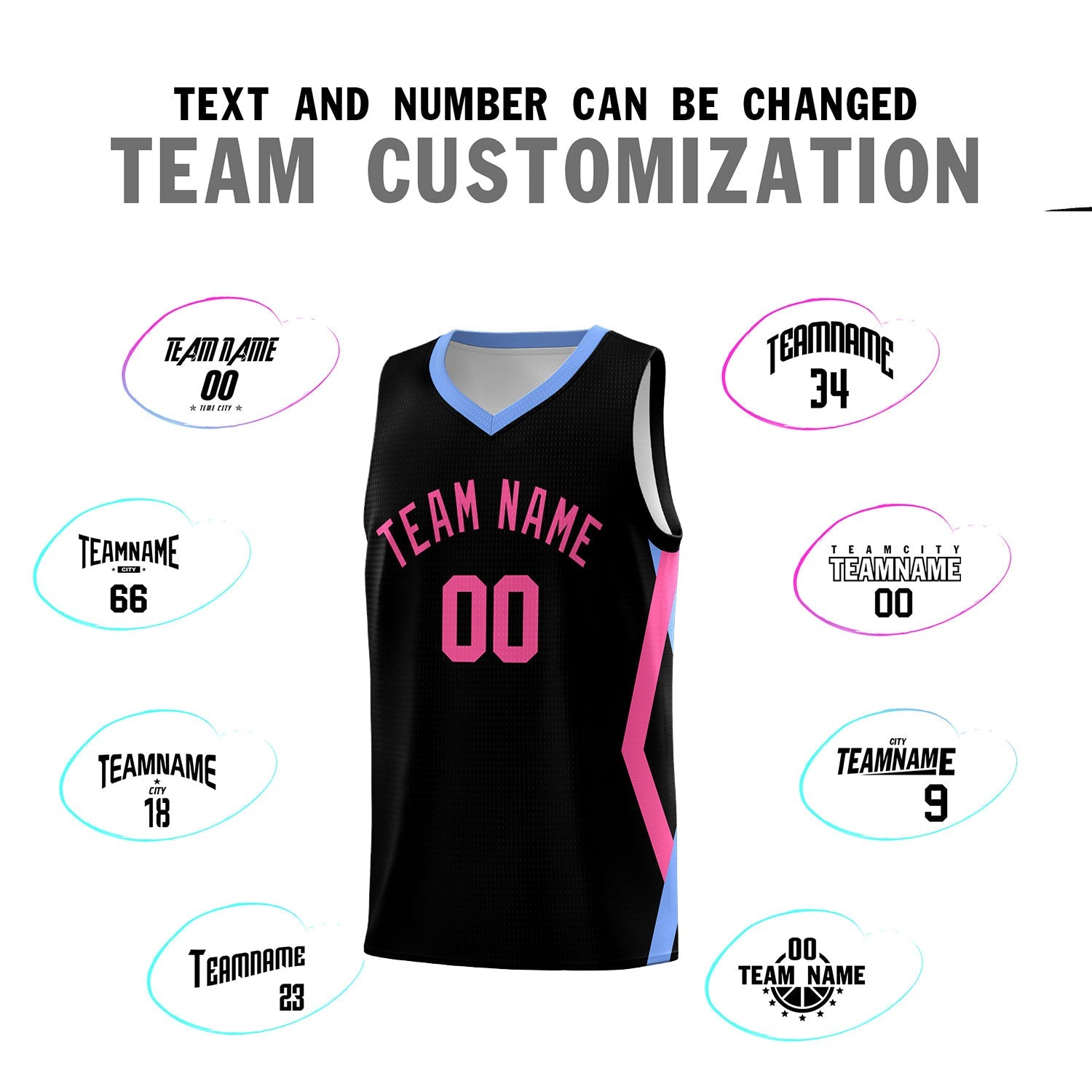Custom Black Side Rhombus Graffiti Pattern Sets Basketball Jersey
