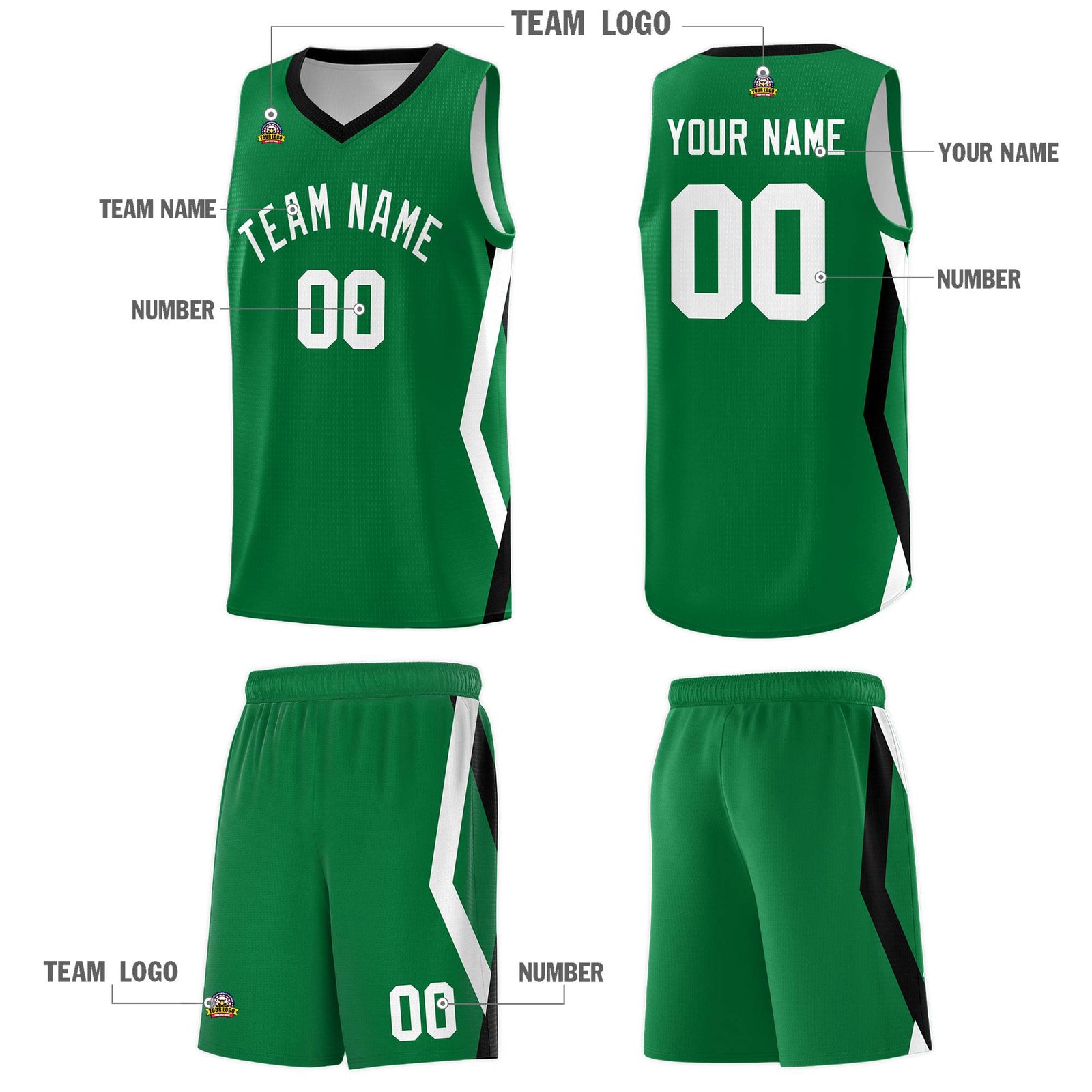 Custom Kelly Green Side Rhombus Graffiti Pattern Sets Basketball Jersey