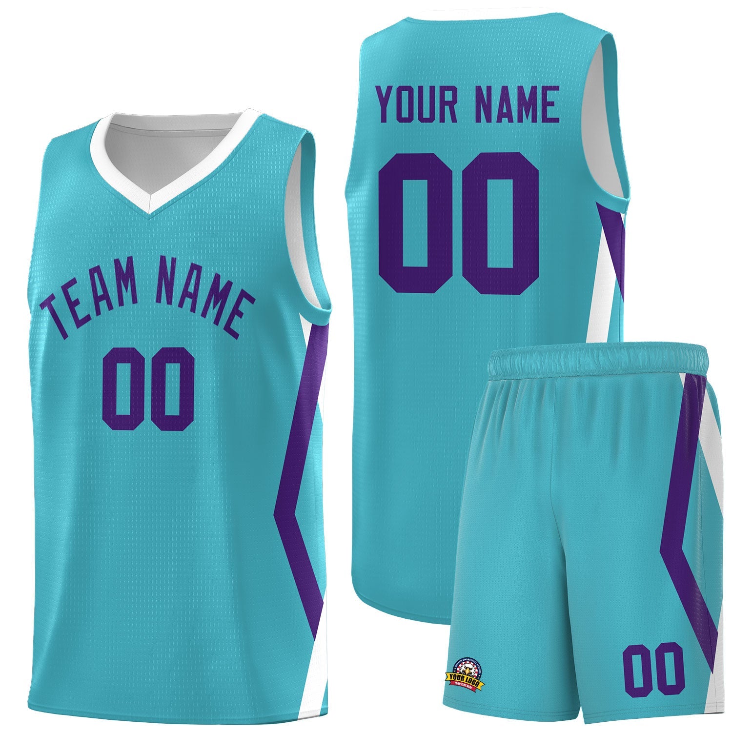 Custom Sky Blue Side Rhombus Graffiti Pattern Sets Basketball Jersey