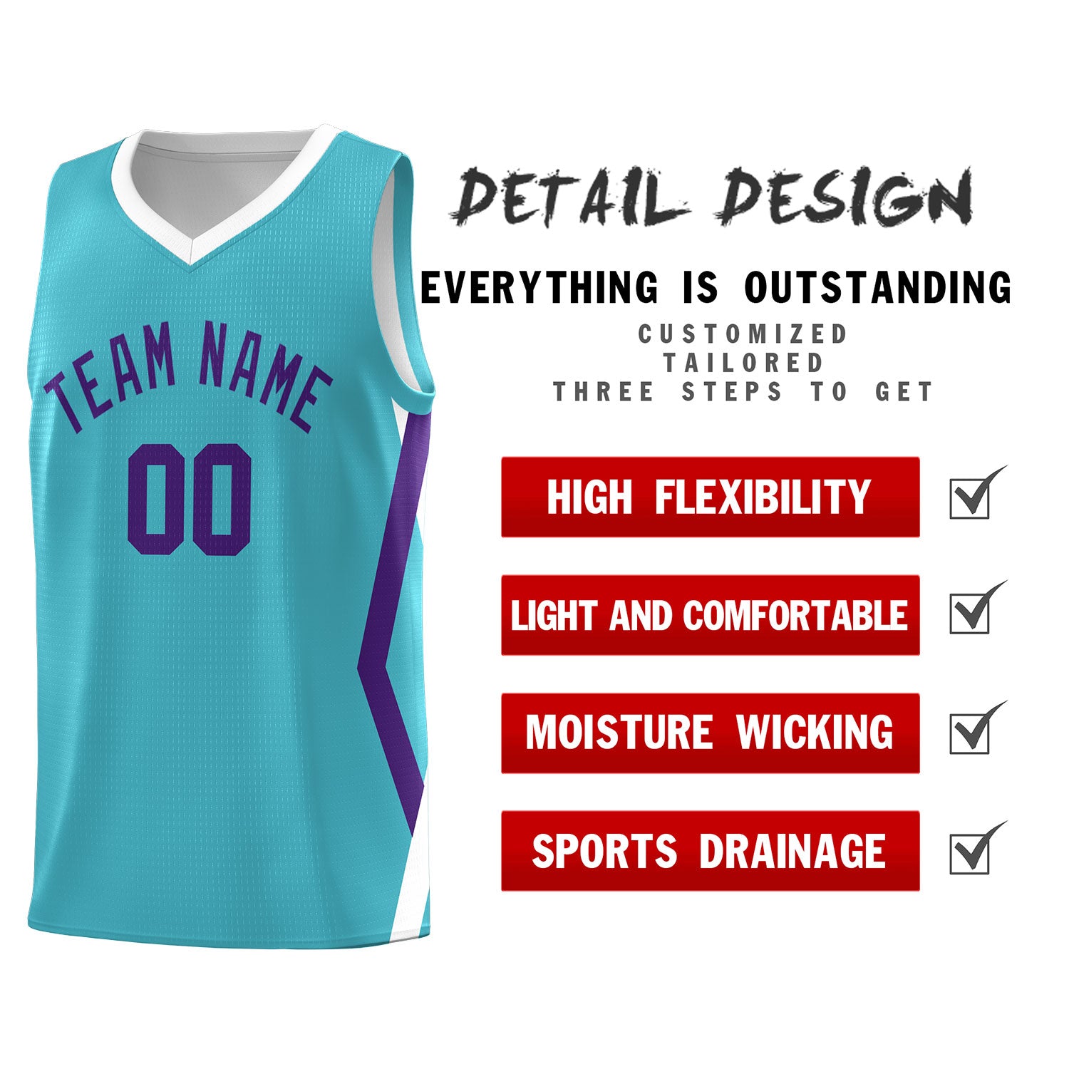 Custom Sky Blue Side Rhombus Graffiti Pattern Sets Basketball Jersey