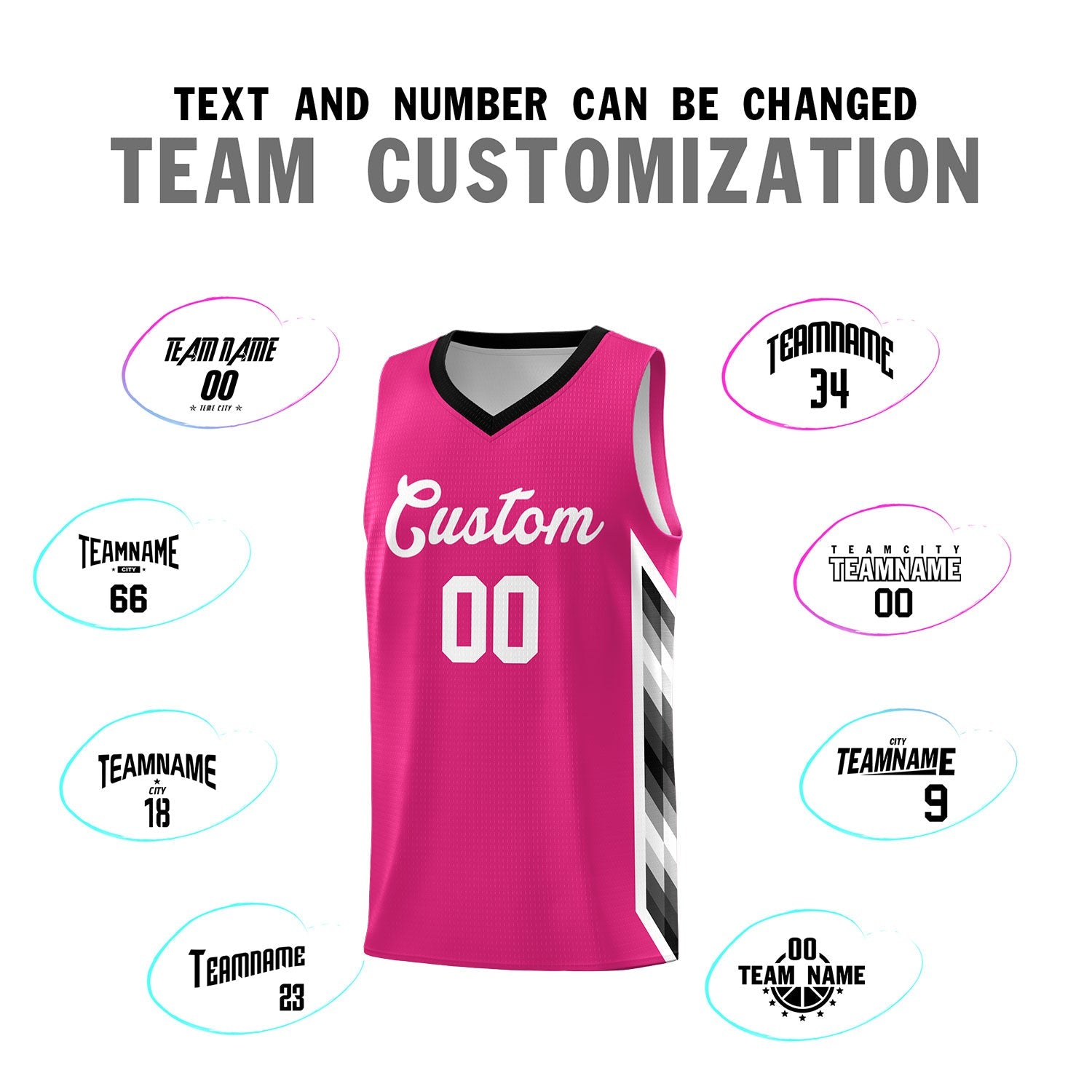 Custom Rose Red Mosaic Gradient Fashion Sports Uniform Basketball Jersey