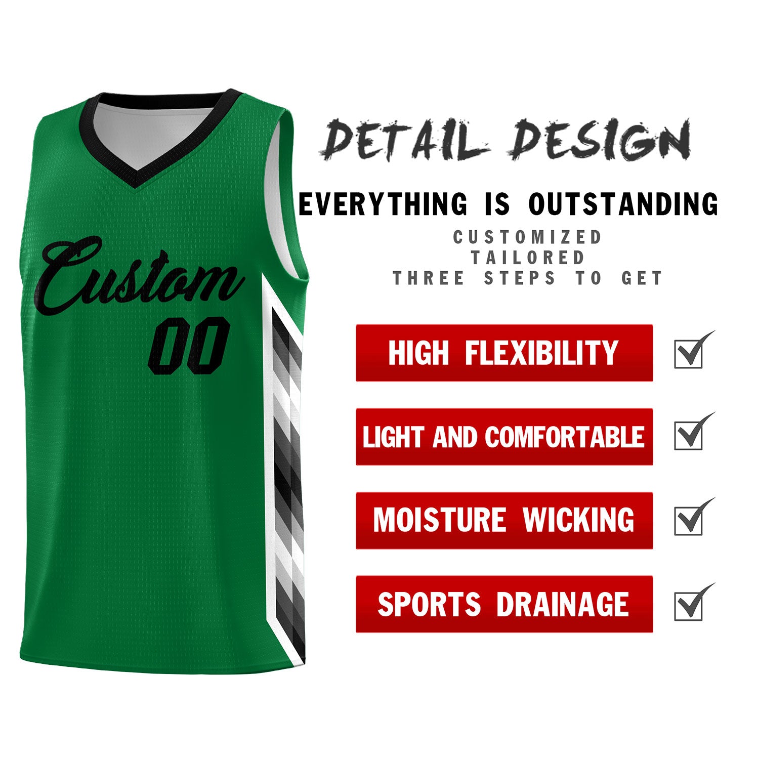 Custom Kelly Green Mosaic Gradient Fashion Sports Uniform Basketball Jersey
