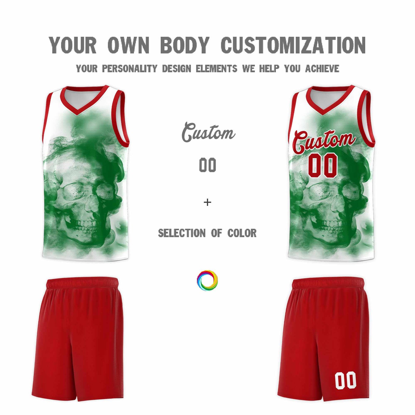 Custom White Red Kelly GreenMexican Colors Graffiti Patterns Wrinkle-Resistant Uniform Basketball Jersey