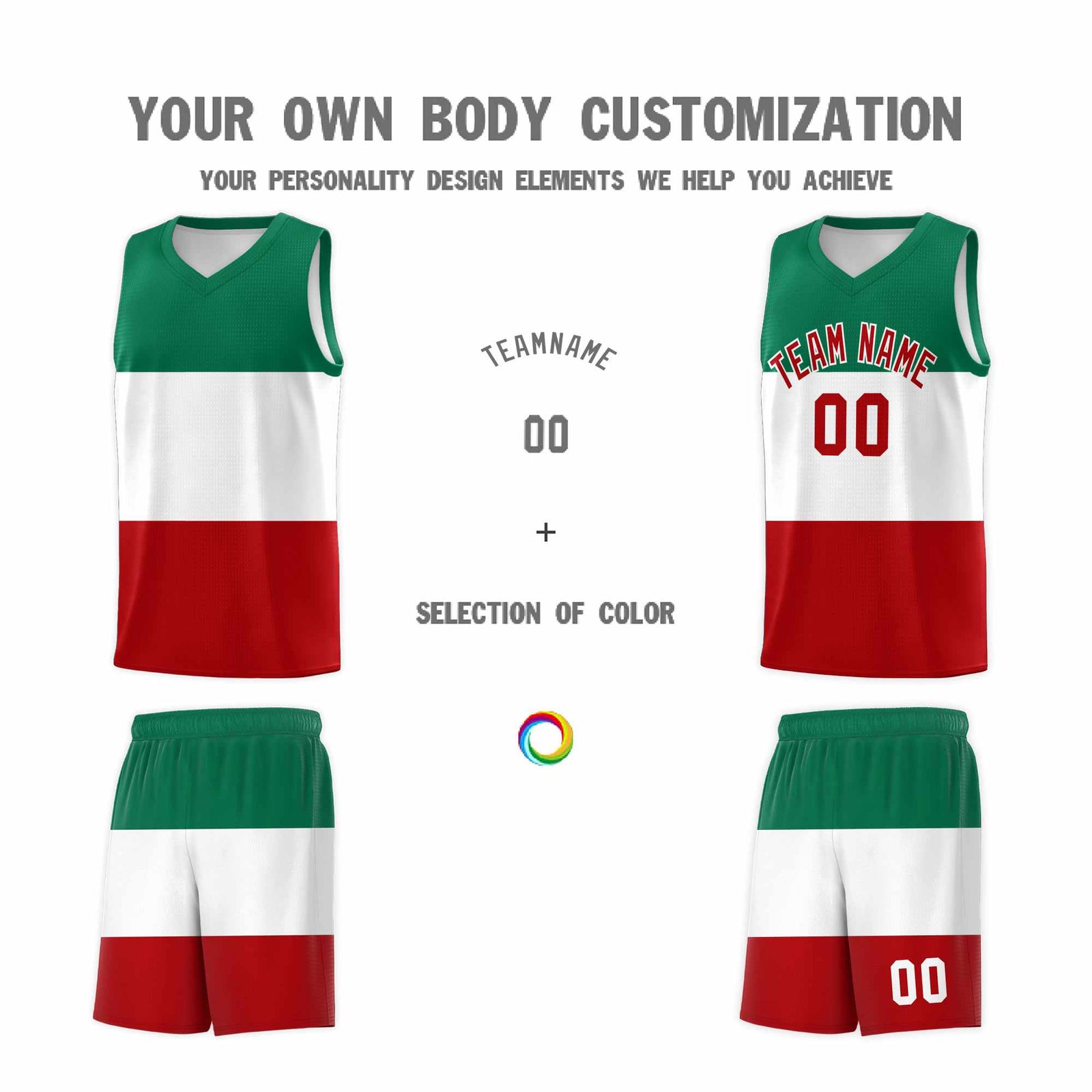 Custom White Kelly Green Red Mexican Colors Graffiti Patterns Drapable Uniform Basketball Jersey
