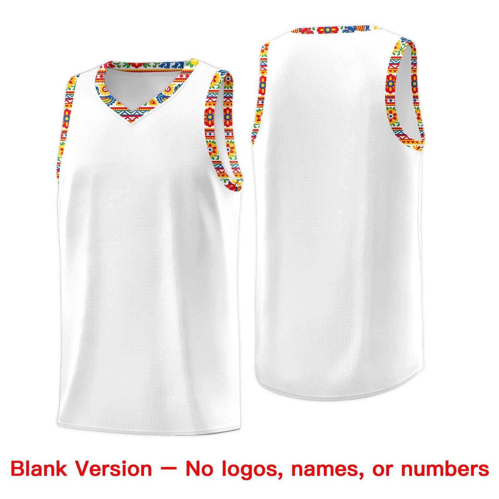 Custom White Orange Mexican Colors Graffiti Patterns Lightweight Uniform Basketball Jersey