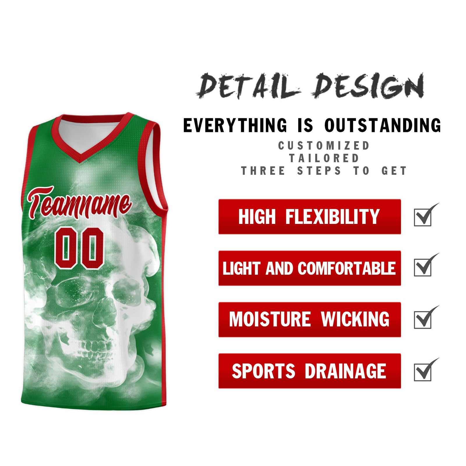 Custom White Red Kelly GreenMexican Colors Graffiti Patterns Drapable Uniform Basketball Jersey
