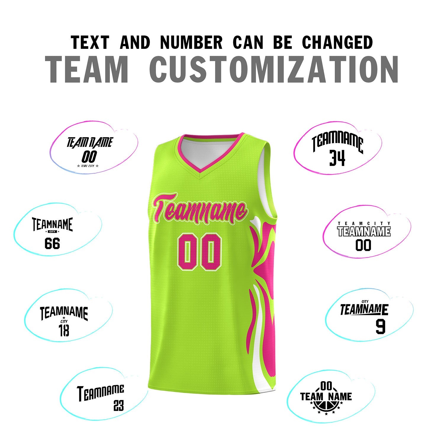 Custom Light Green Pink-White Graffiti Pattern Side Curve Pattern Sports Uniform Basketball Jersey Sets