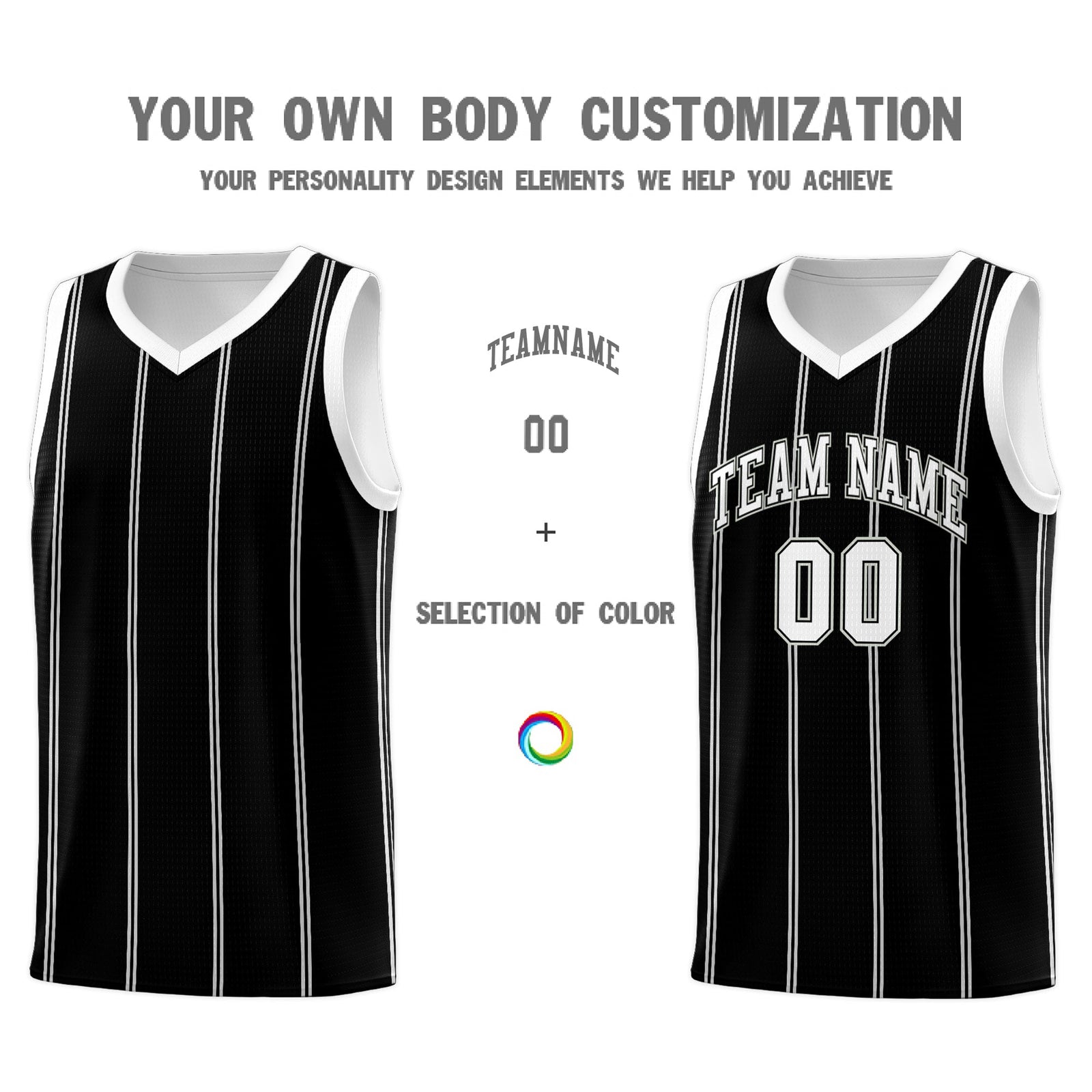 Custom Black White Gray Vertical Stripes Single Sided Sets Basketball Jersey | For Men,Stitched,Perfect for Training,Add Name and Numbern | KXKSHOP