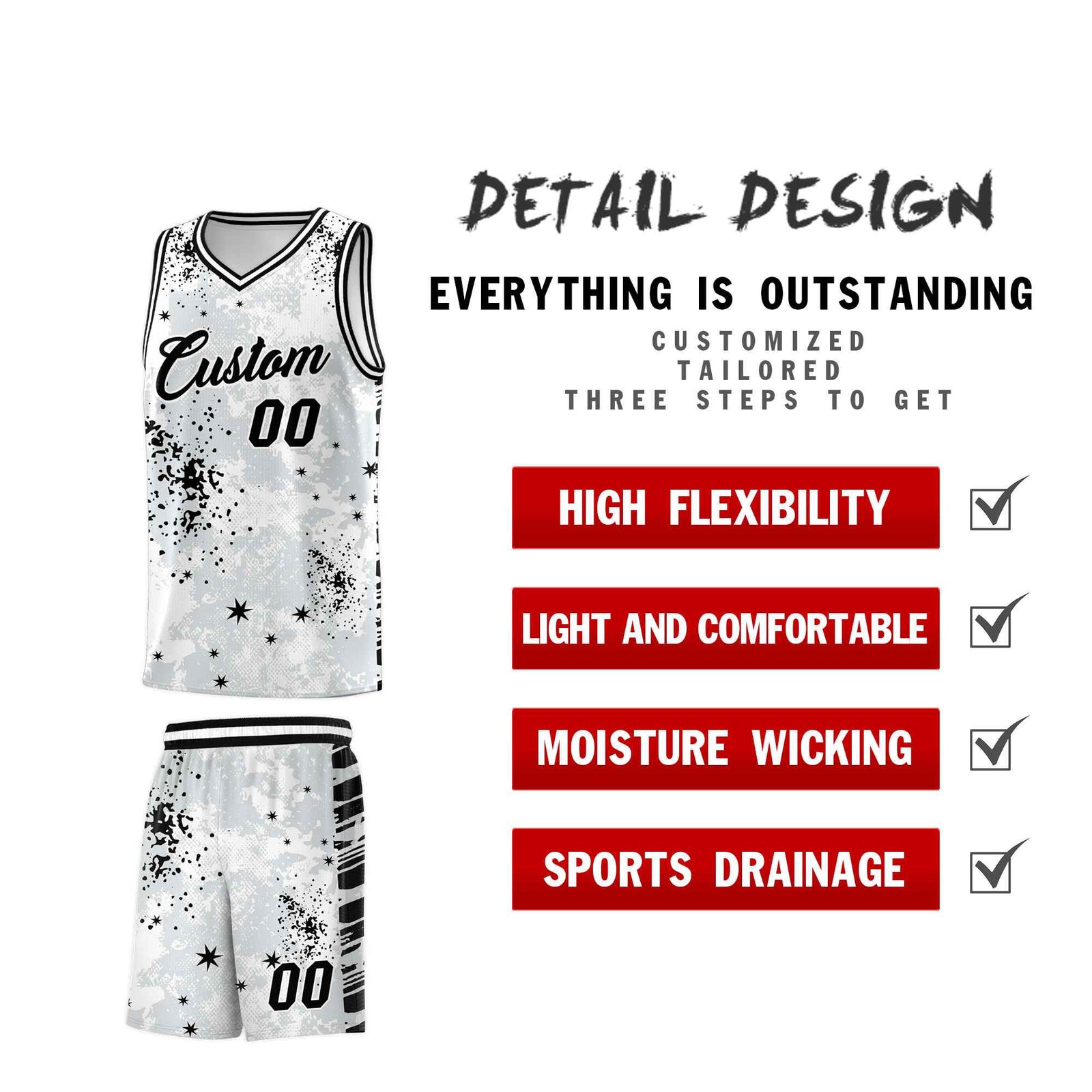 Custom White Black Vice Burst Galactic Graffiti Moisture-Wicking Basketball Jersey