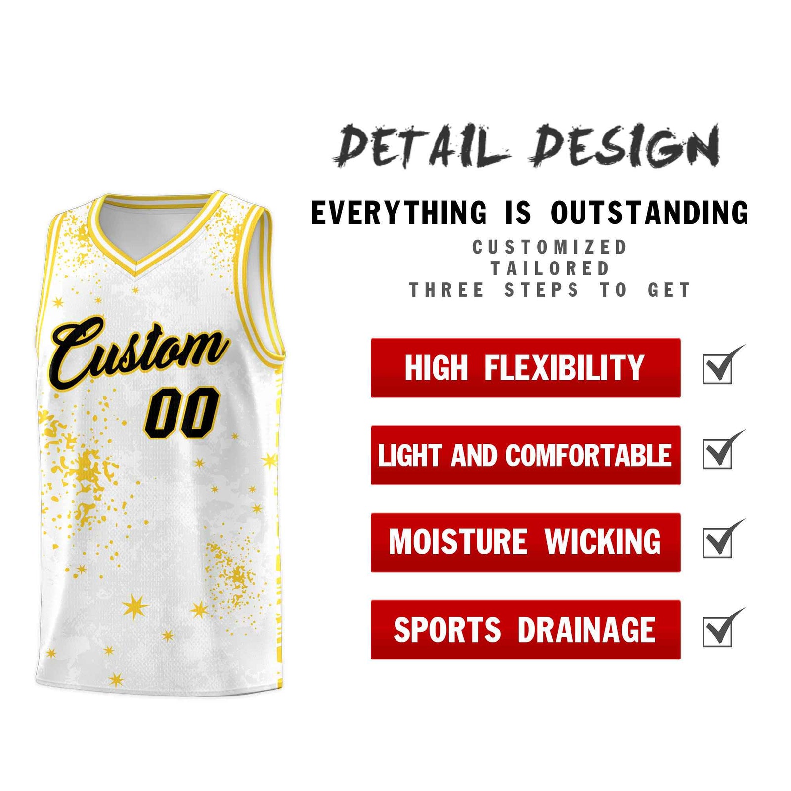Custom White Gold Vice Burst Galactic Graffiti Moisture-Wicking Basketball Jersey