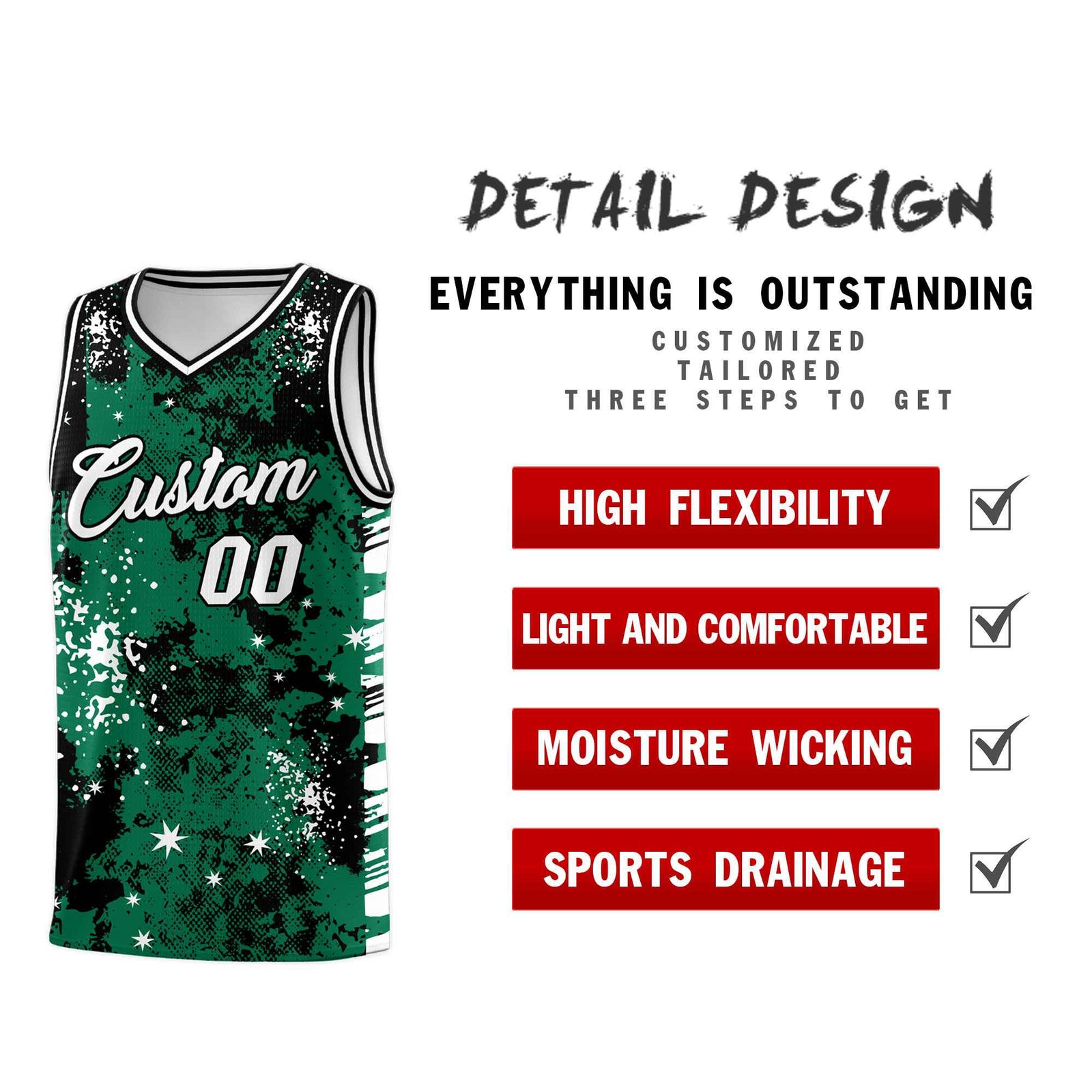 Custom Kelly Green Black Vice Burst Galactic Graffiti Wrinkle-Resistant Basketball Jersey