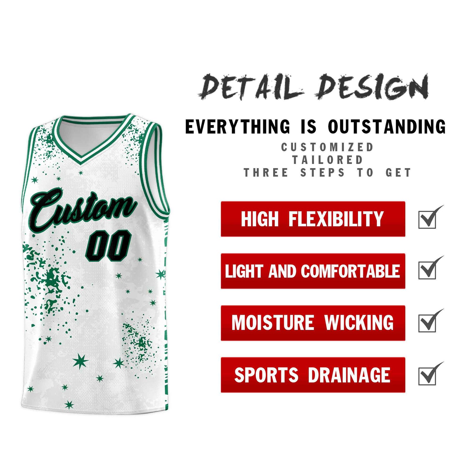 Custom White Kelly Green Vice Burst Galactic Graffiti Breathable Basketball Jersey